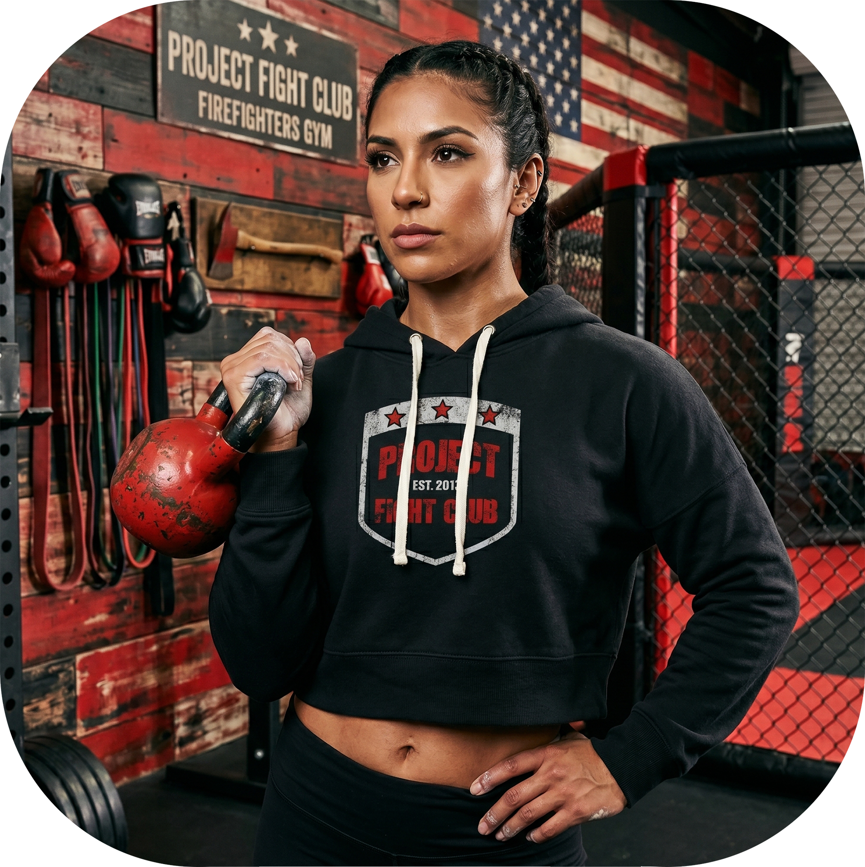 TRIBLEND BLACK CROPPED HOODIE - HONOR FIREFIGHTERS & EMTs