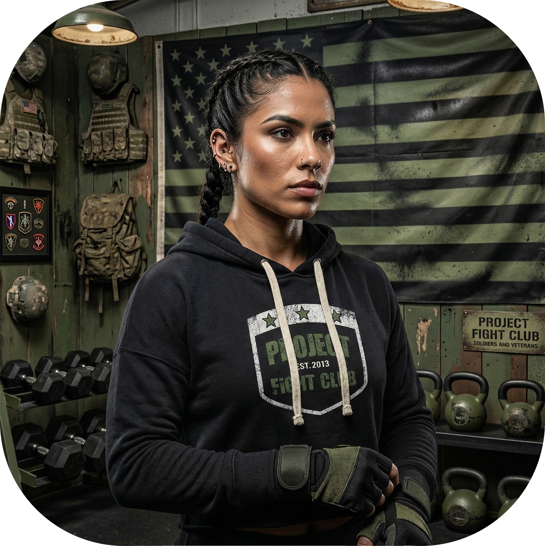 WOMENS BLACK TRIBLEND CROP HOODIE - HONOR SOLDIERS & VETERANS