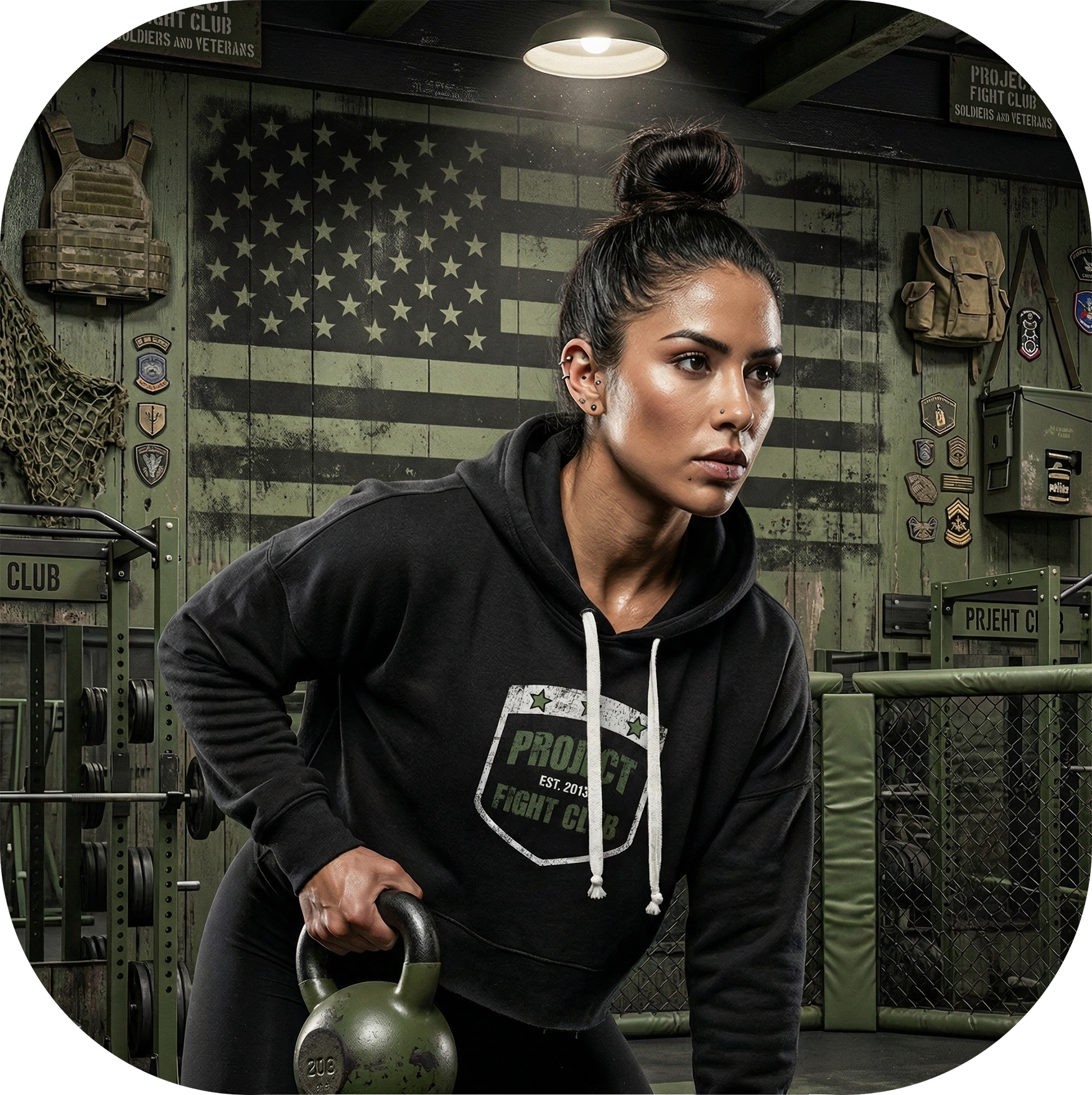 WOMENS BLACK TRIBLEND CROP HOODIE - HONOR SOLDIERS & VETERANS
