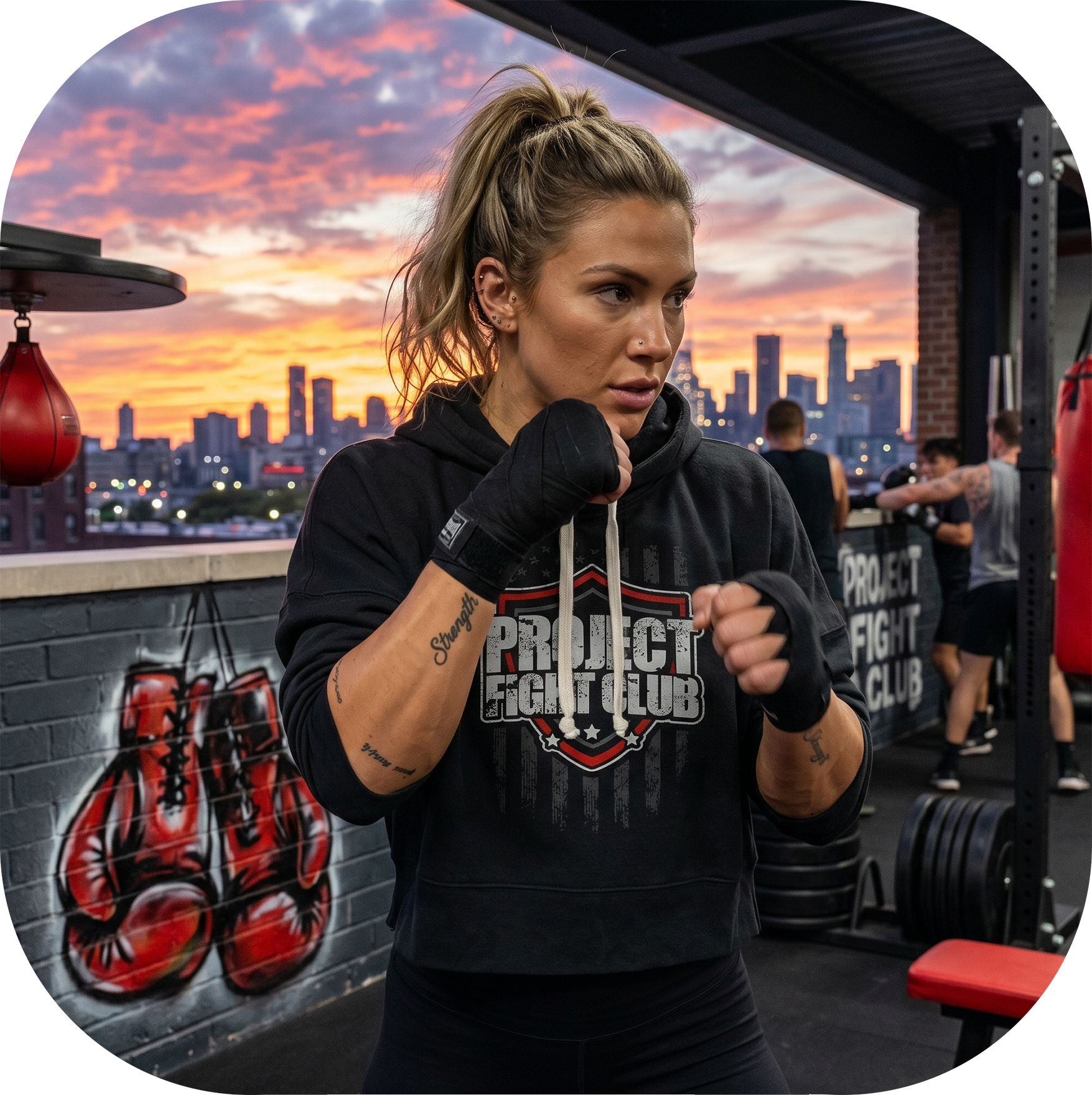 TRIBLEND BLACK CROPPED HOODIE #2 - HONOR FIREFIGHTERS & EMTs