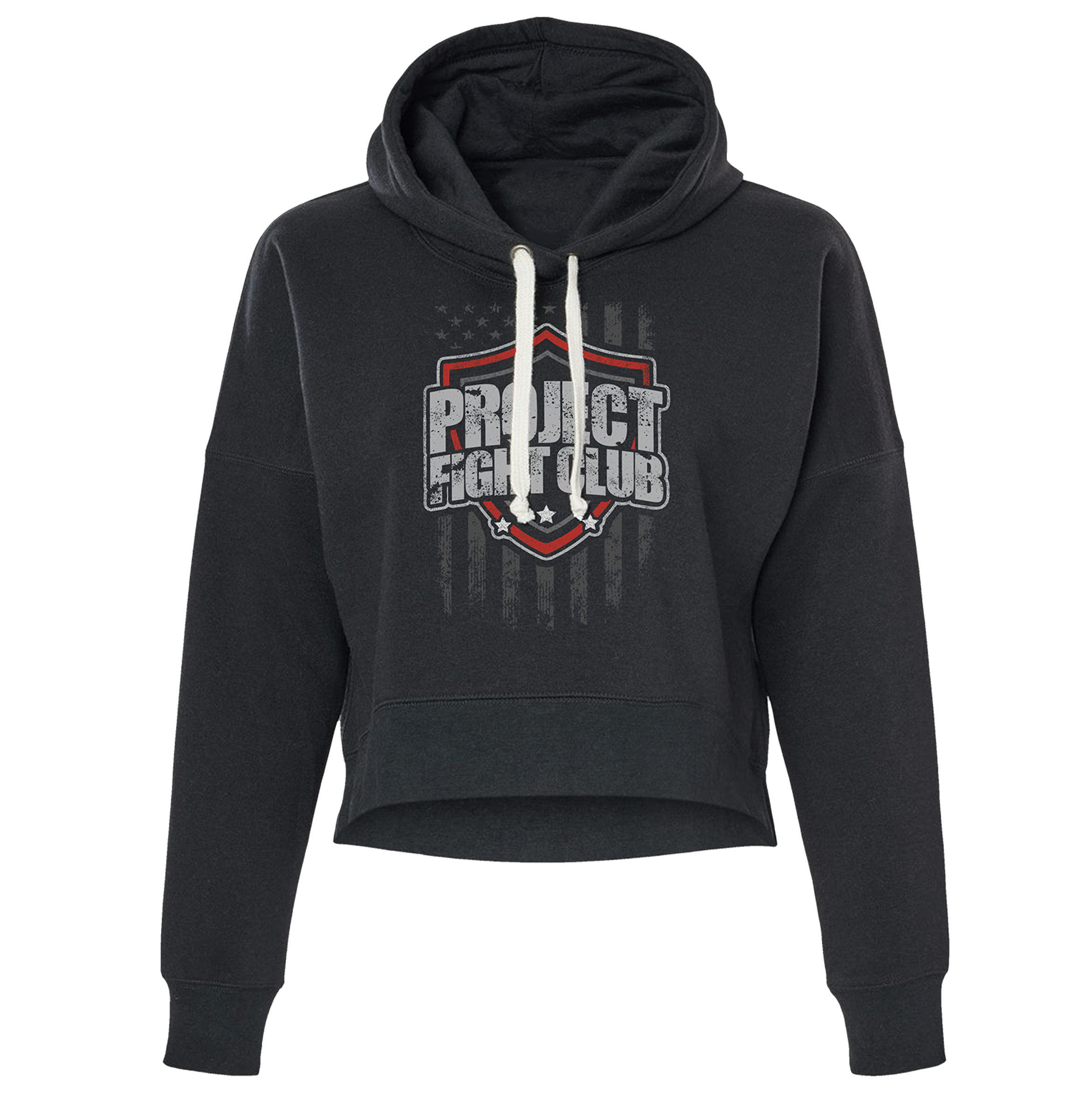 TRIBLEND BLACK CROPPED HOODIE #2 - HONOR FIREFIGHTERS & EMTs