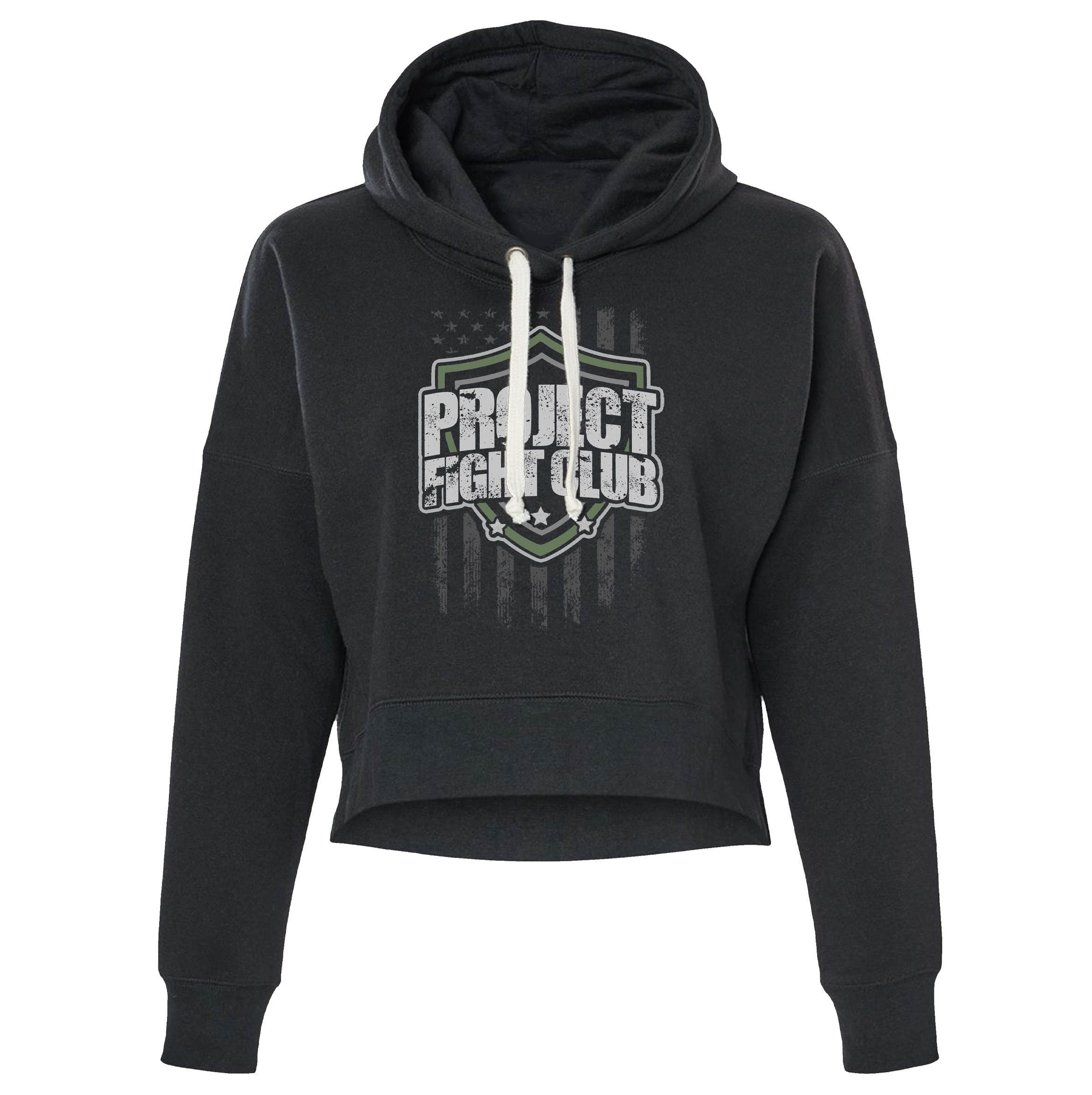 WOMENS BLACK TRI BLEND CROP HOODIE 2 - HONOR SOLDIERS & VETERANS