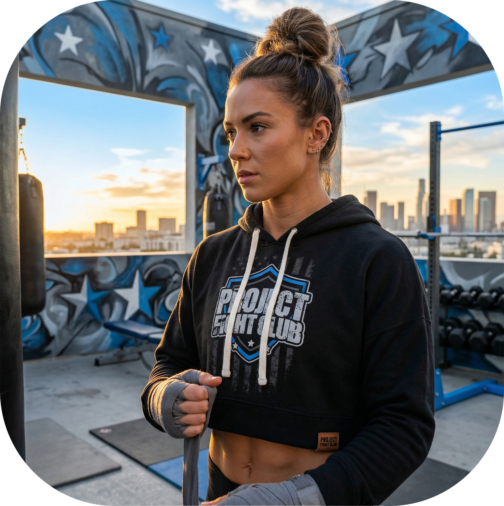 BLACK TRI BLEND CROPPED HOODIE 3 - SUPPORT POLICE