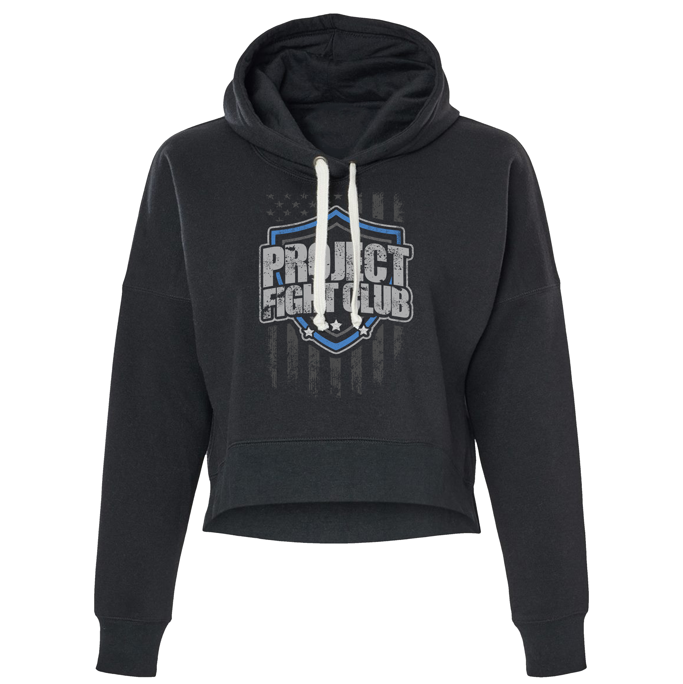 BLACK TRI BLEND CROPPED HOODIE 3 - SUPPORT POLICE