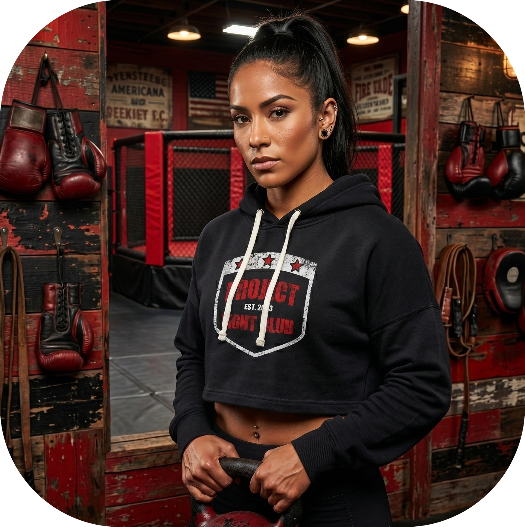 TRIBLEND BLACK CROPPED HOODIE - HONOR FIREFIGHTERS & EMTs