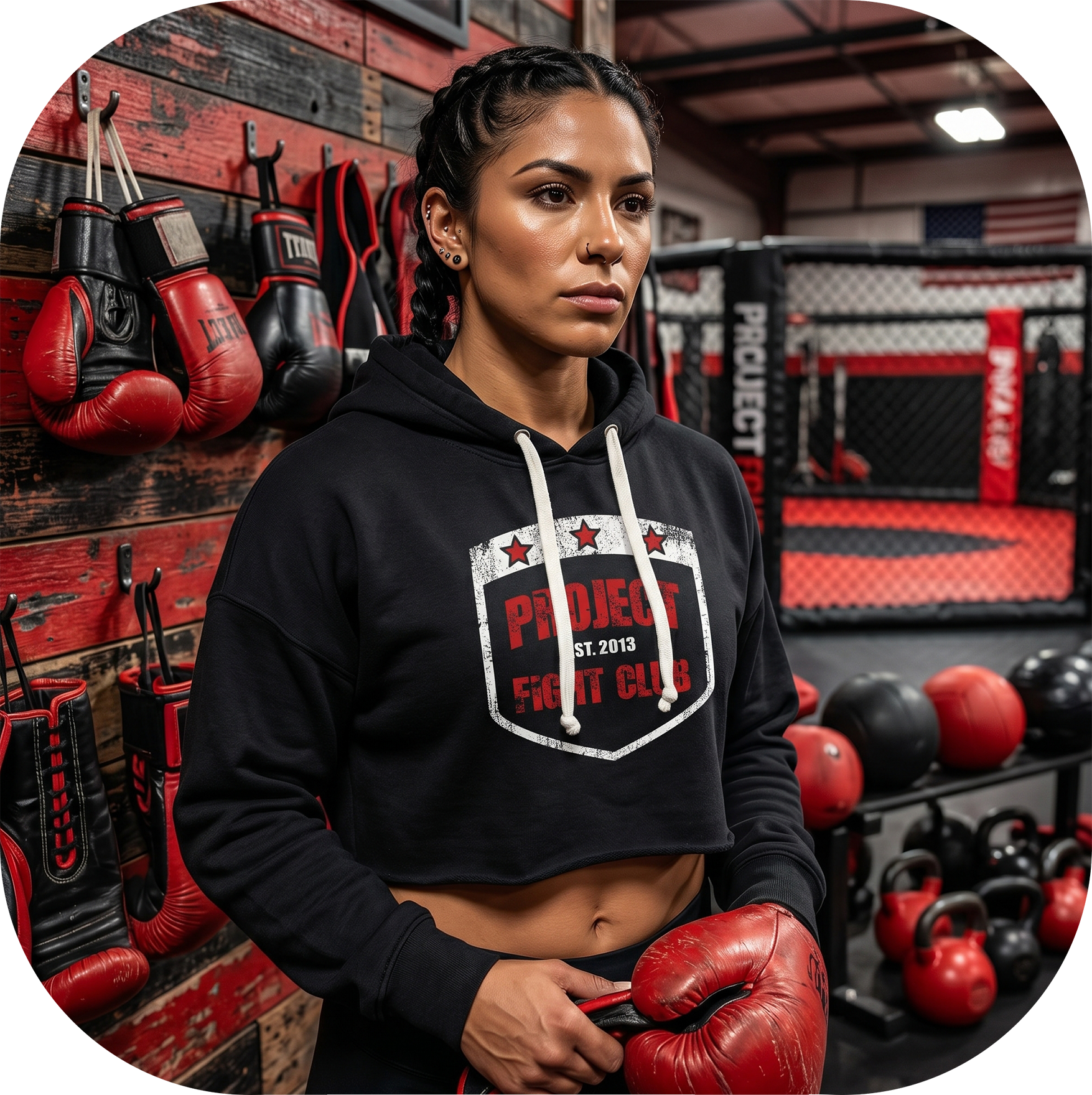 TRIBLEND BLACK CROPPED HOODIE - HONOR FIREFIGHTERS & EMTs
