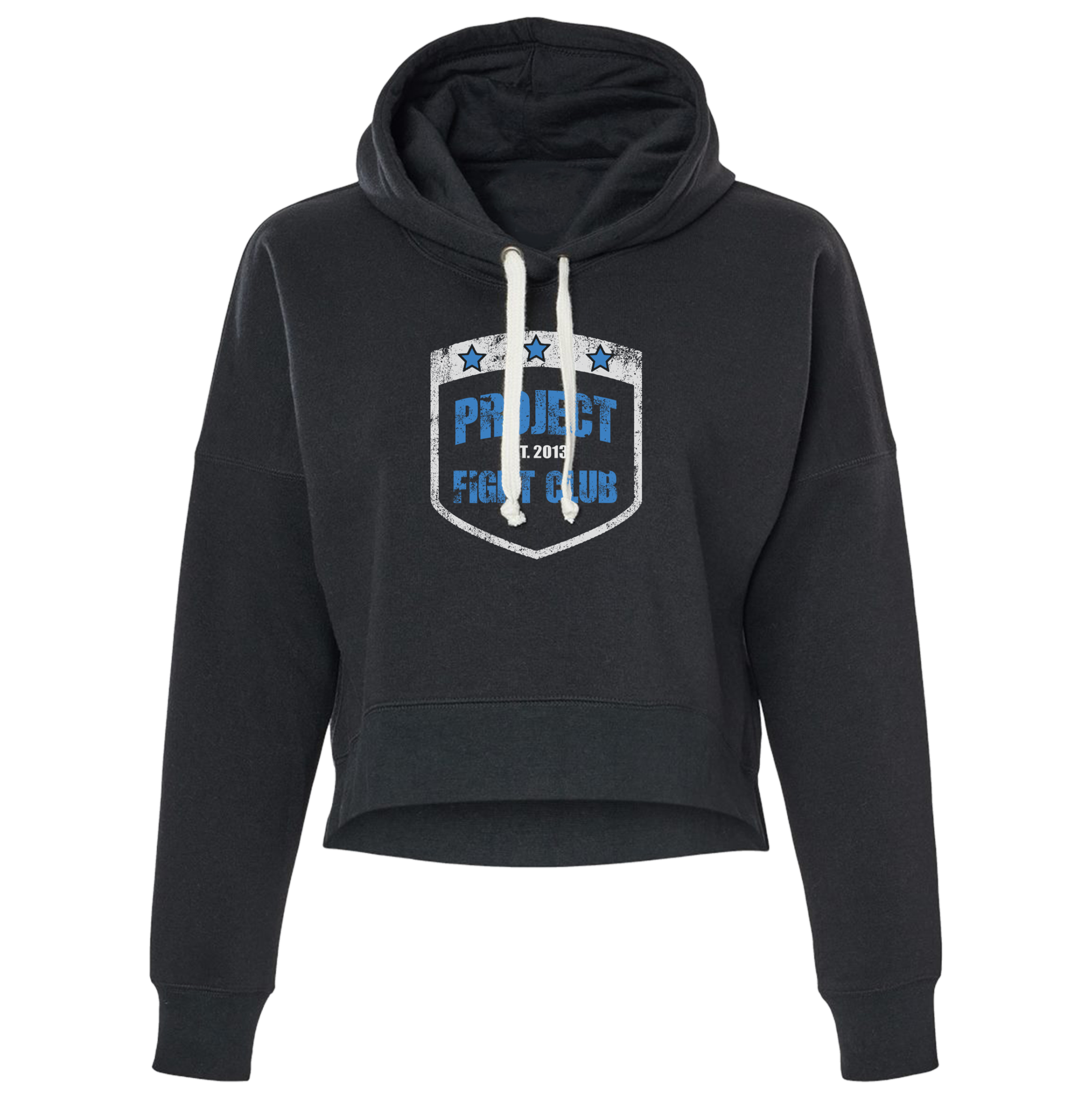 BLACK TRI BLEND CROPPED HOODIE - SUPPORT POLICE
