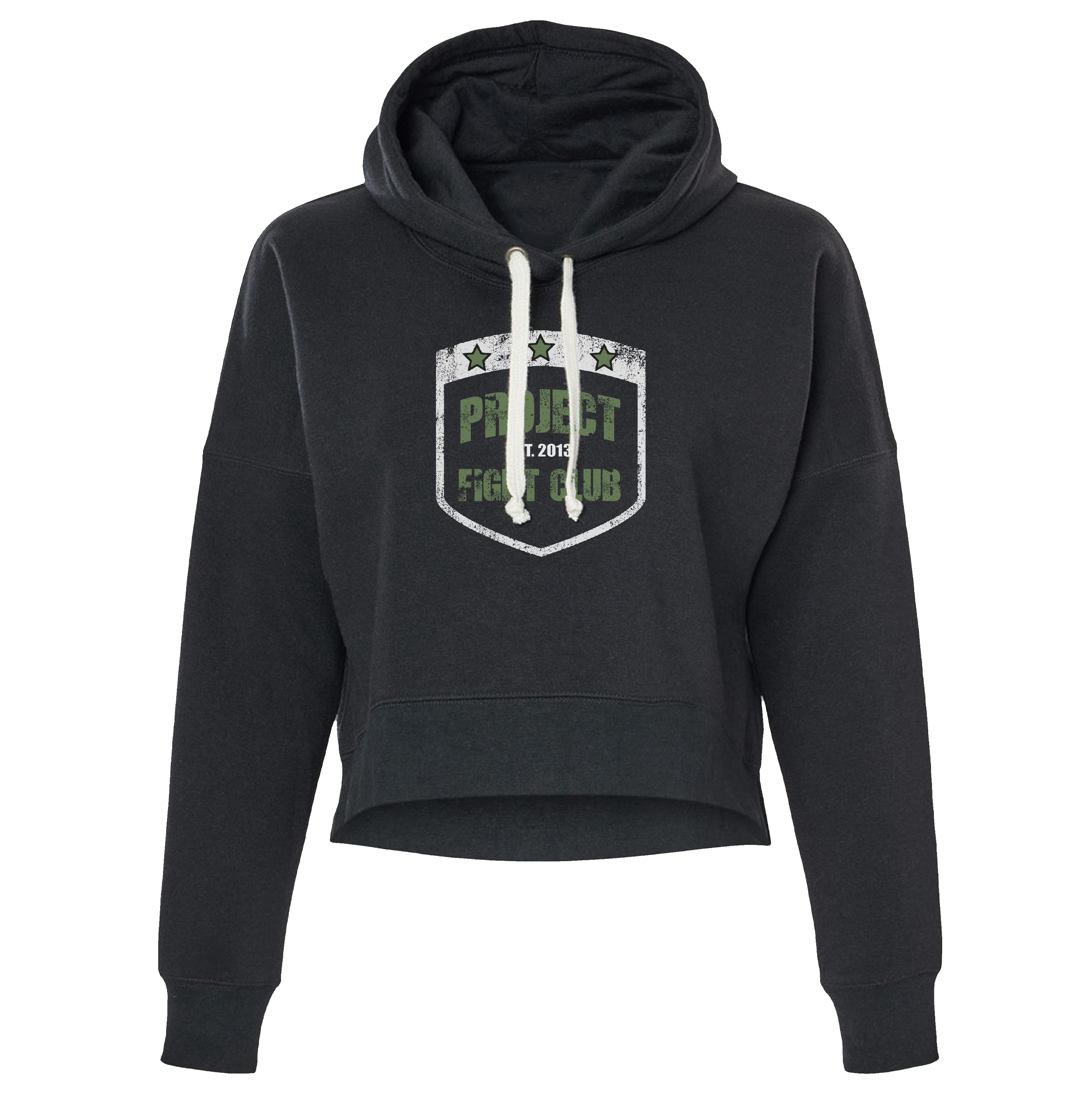 WOMENS BLACK TRIBLEND CROP HOODIE - HONOR SOLDIERS & VETERANS