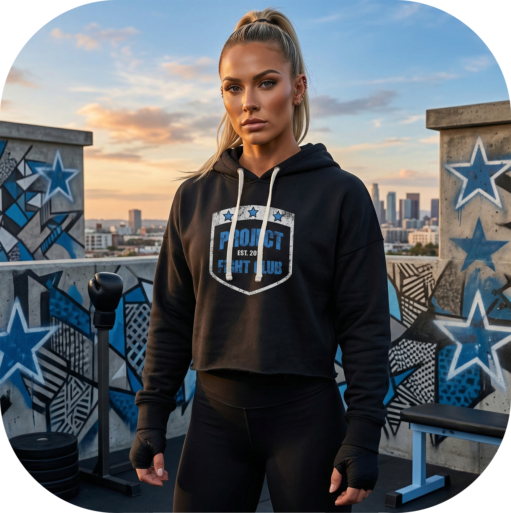 BLACK TRI BLEND CROPPED HOODIE - SUPPORT POLICE