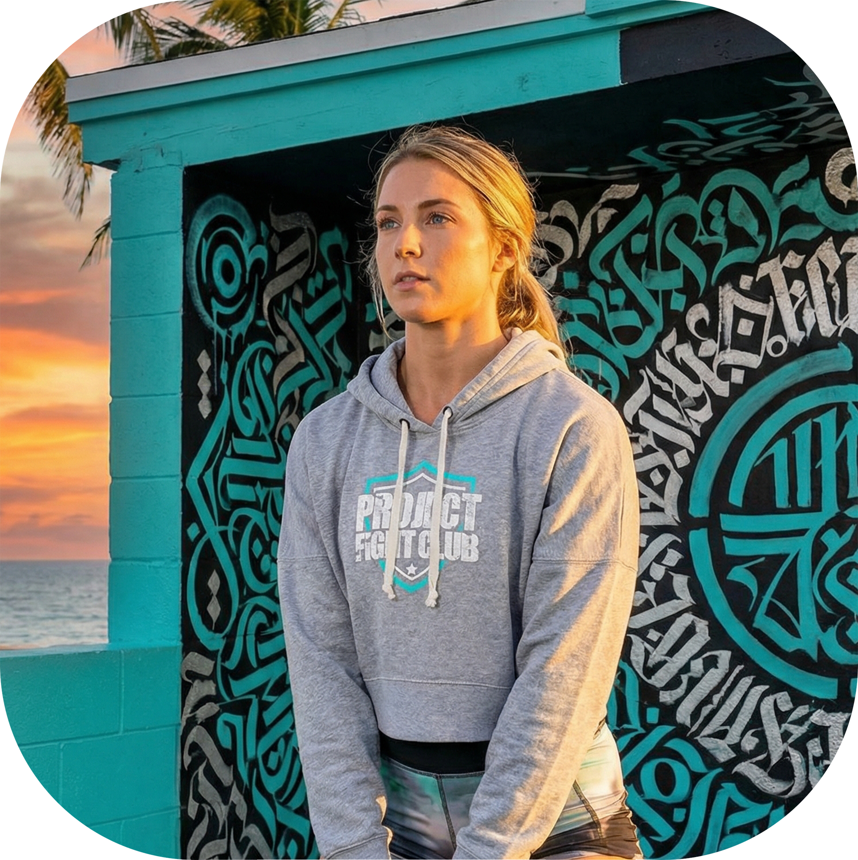 WOMENS GREY CROPPED HOODIE #2 - FIGHT ADDICTION