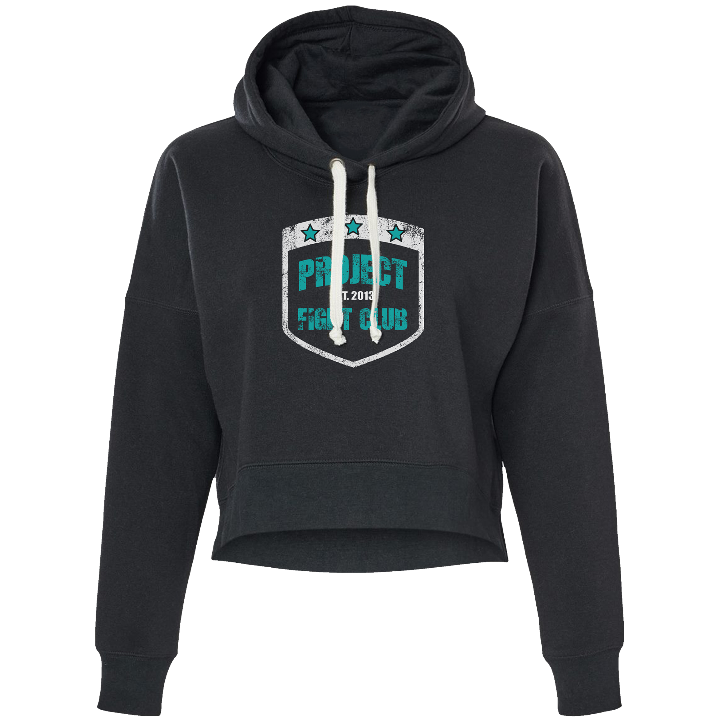 WOMENS SOLID BLACK CROPPED HOODIE - FIGHT ADDICTION