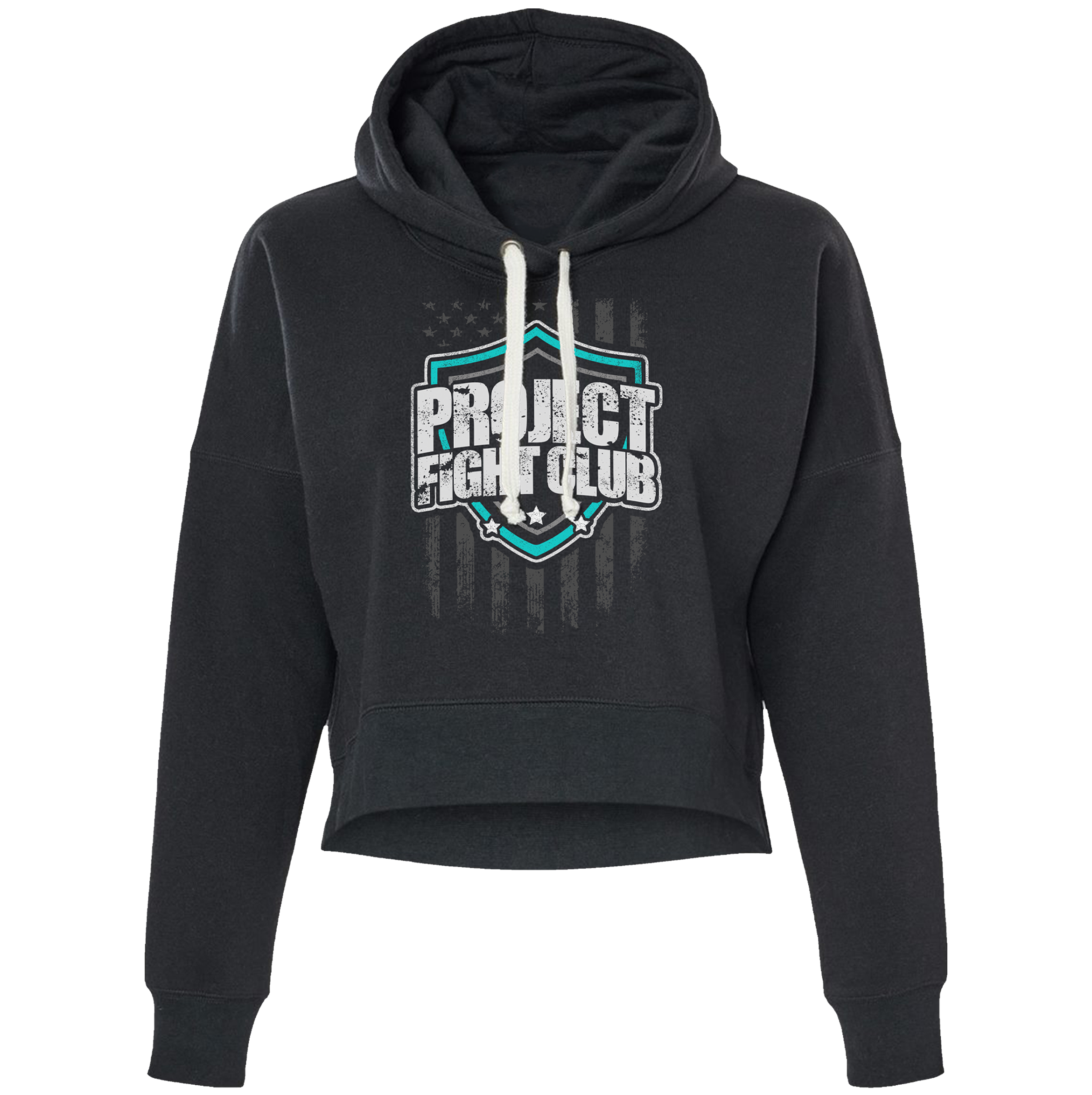 WOMENS SOLID BLACK CROPPED HOODIE #2 - FIGHT ADDICTION