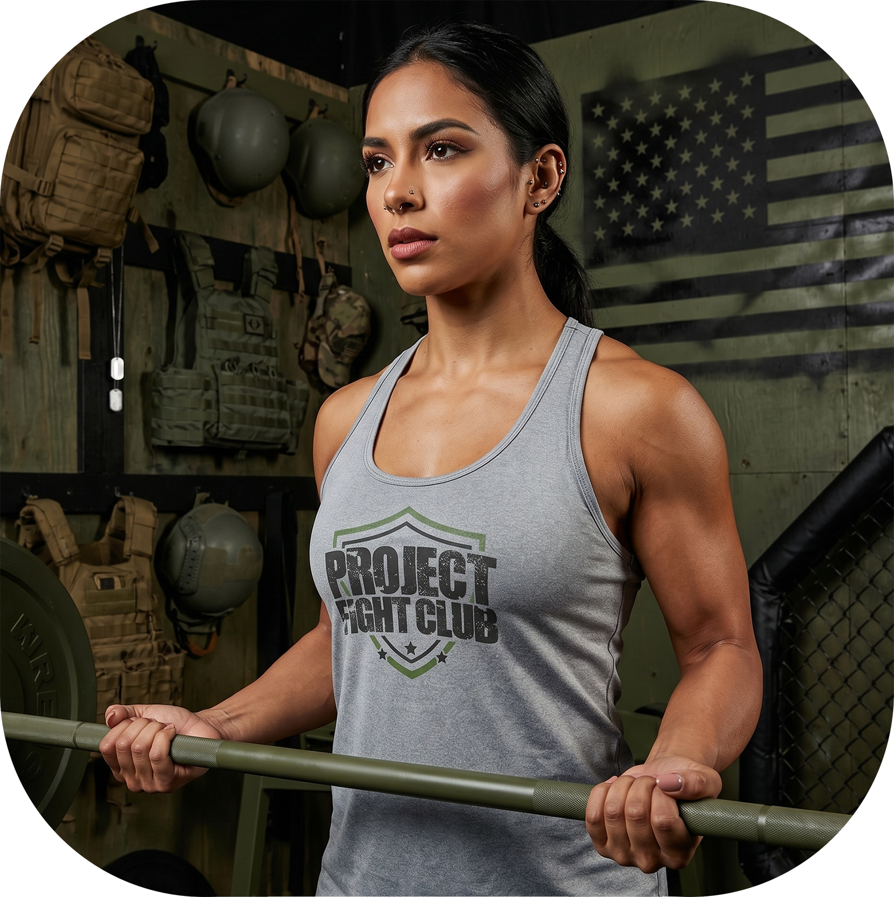 WOMENS GREY RACERBACK TANK 3 - HONOR SOLDIERS & VETERANS