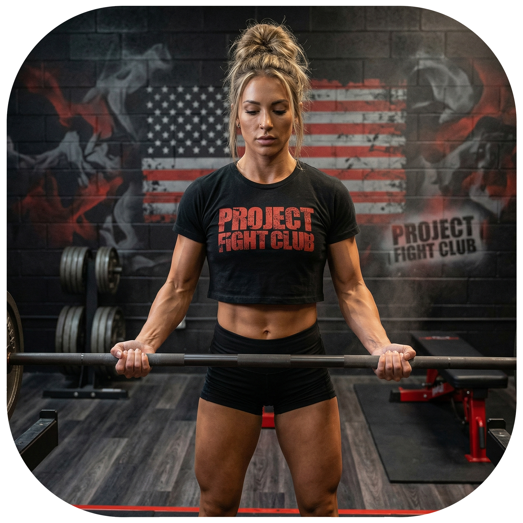 WOMENS BLACK CROP TEE 2 - HONOR FIREFIGHTERS & EMTs