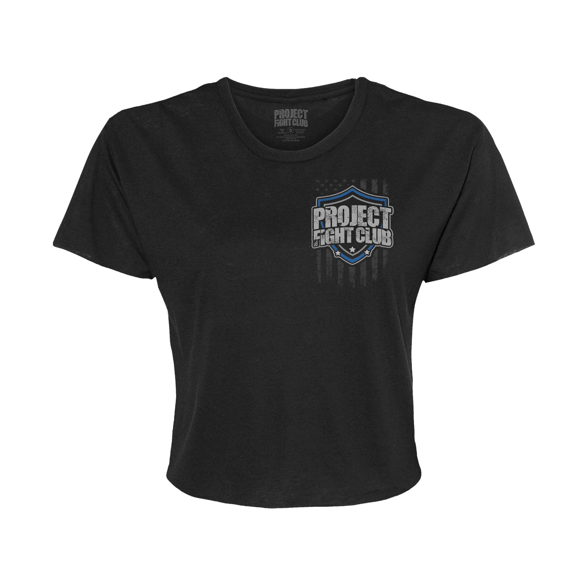 WOMENS BLACK CROPPED TEE 3 - SUPPORT POLICE 3