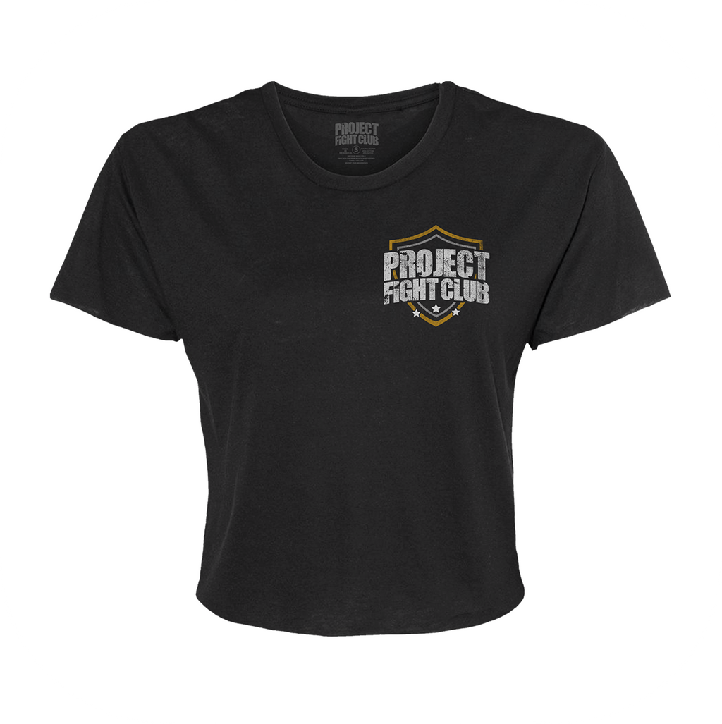 WOMENS BLACK CROPPED TEE #3 - PROTECT ANIMALS & WILDLIFE