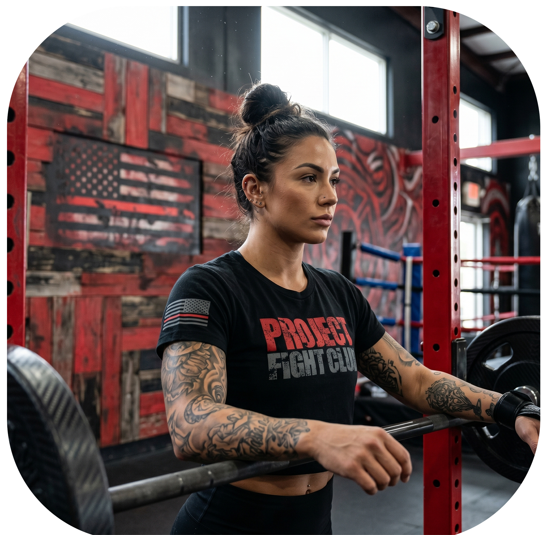 WOMENS BLACK CROPPED TEE - HONOR FIREFIGHTERS & EMTs