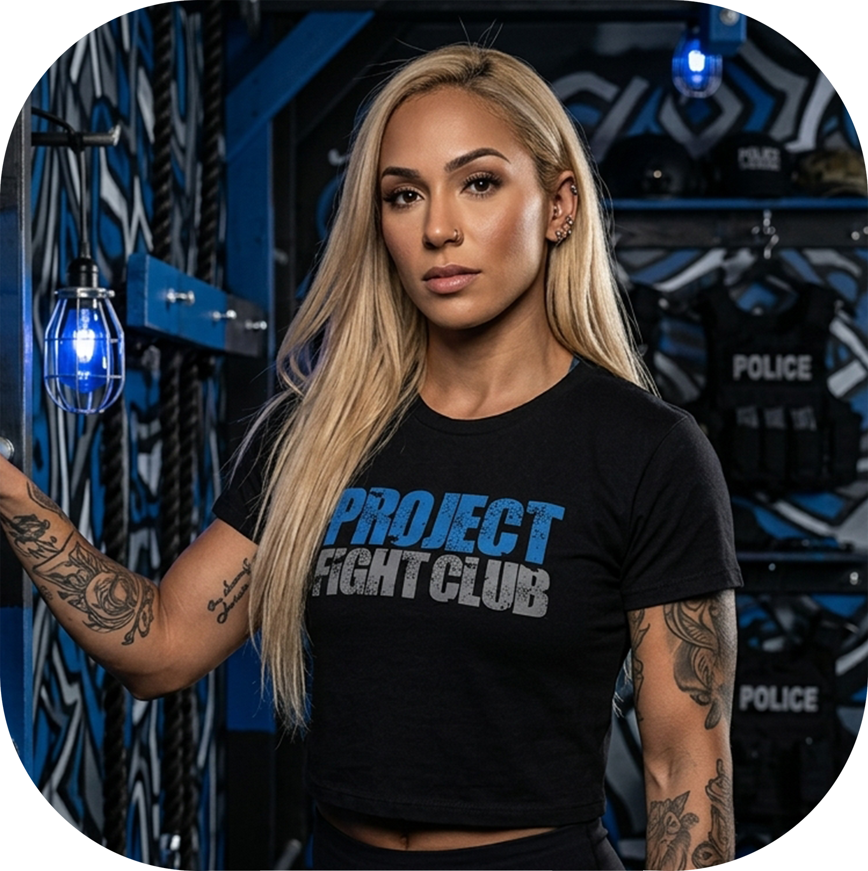 WOMENS BLACK CROPPED TEE - SUPPORT POLICE