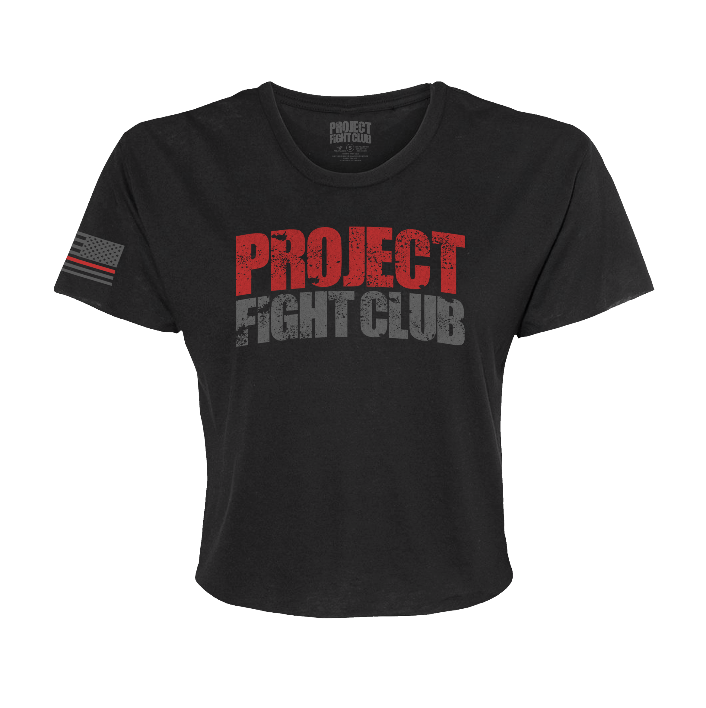 WOMENS BLACK CROPPED TEE - HONOR FIREFIGHTERS & EMTs