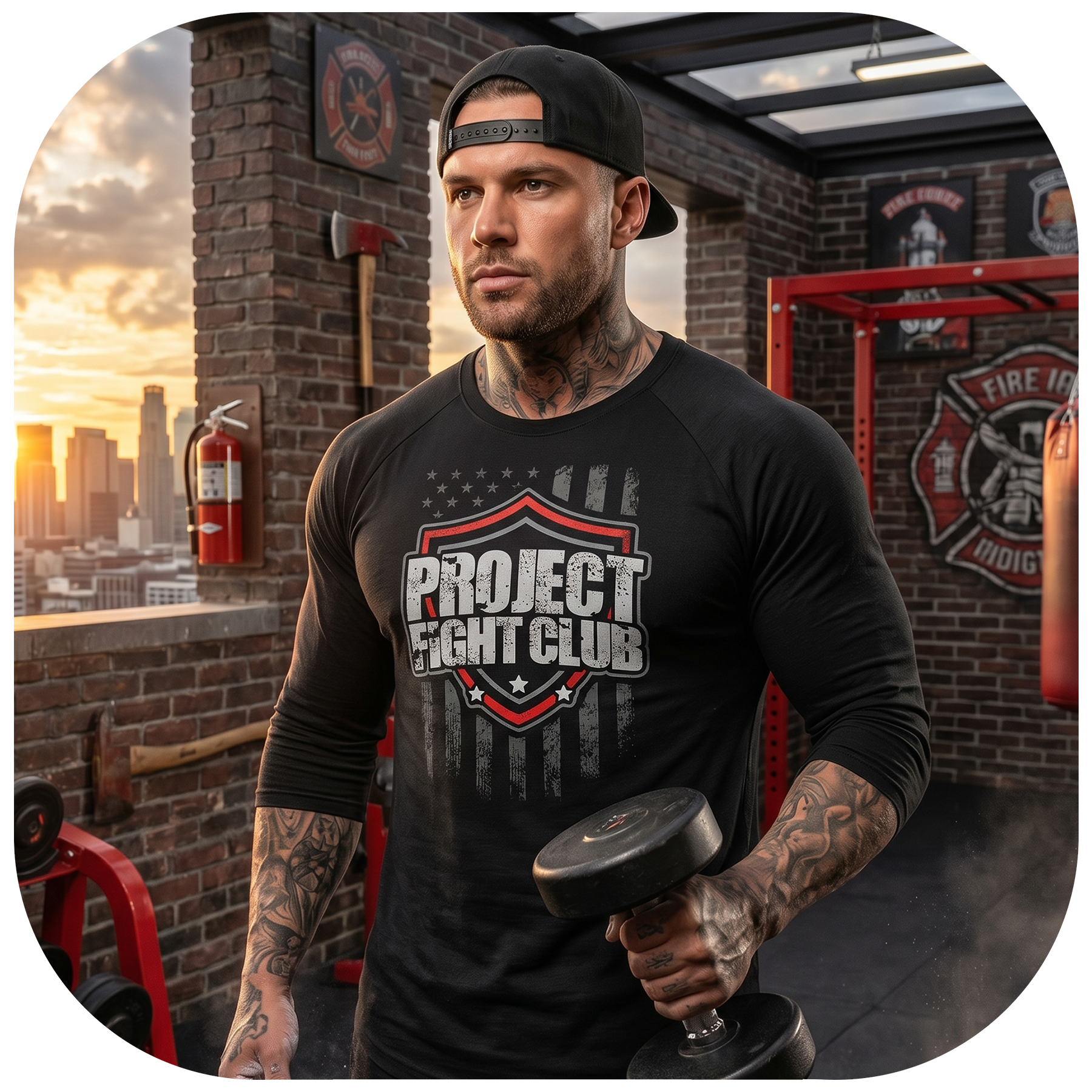 BLACK BASEBALL TEE #6 - HONOR FIREFIGHTERS & EMTs