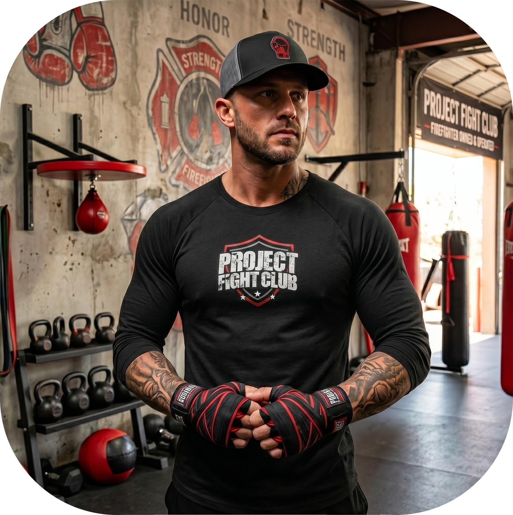 BLACK 3/4 SLEEVE BASEBALL TEE - HONOR FIREFIGHTERS & EMTs