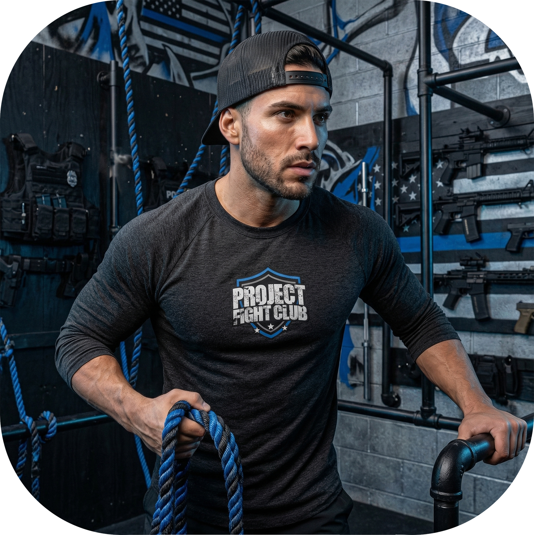BLACK BASEBALL TEE - SUPPORT POLICE