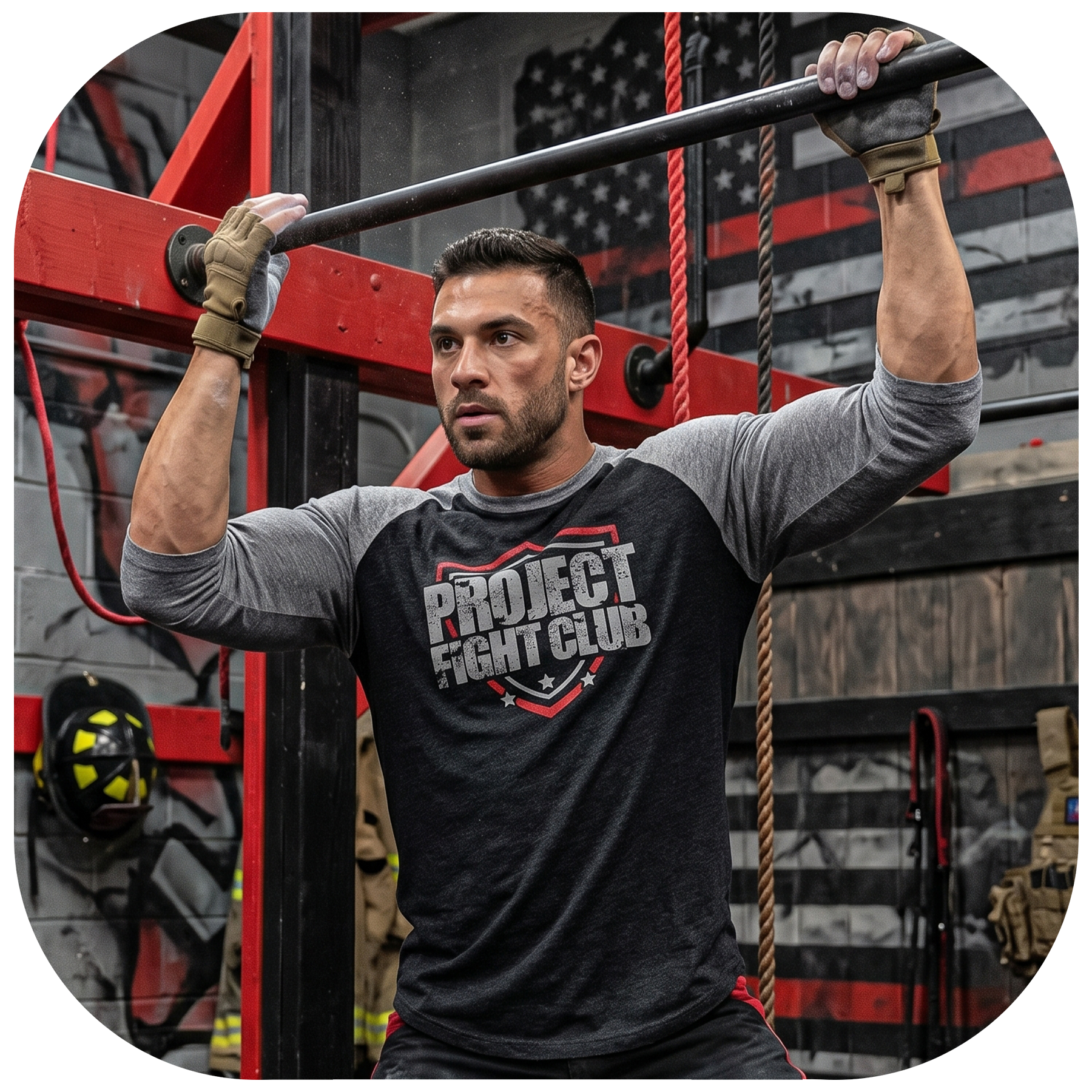 BLACK & GREY BASEBALL TEE #3 - HONOR FIREFIGHTERS & EMTs