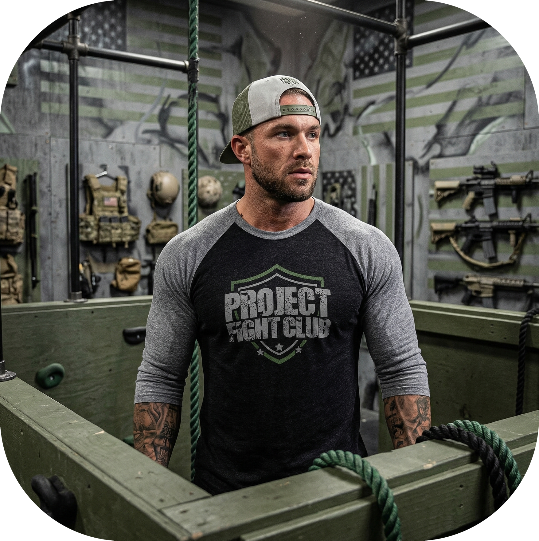 BLACK & GREY BASEBALL TEE 3 - HONOR SOLDIERS & VETERANS