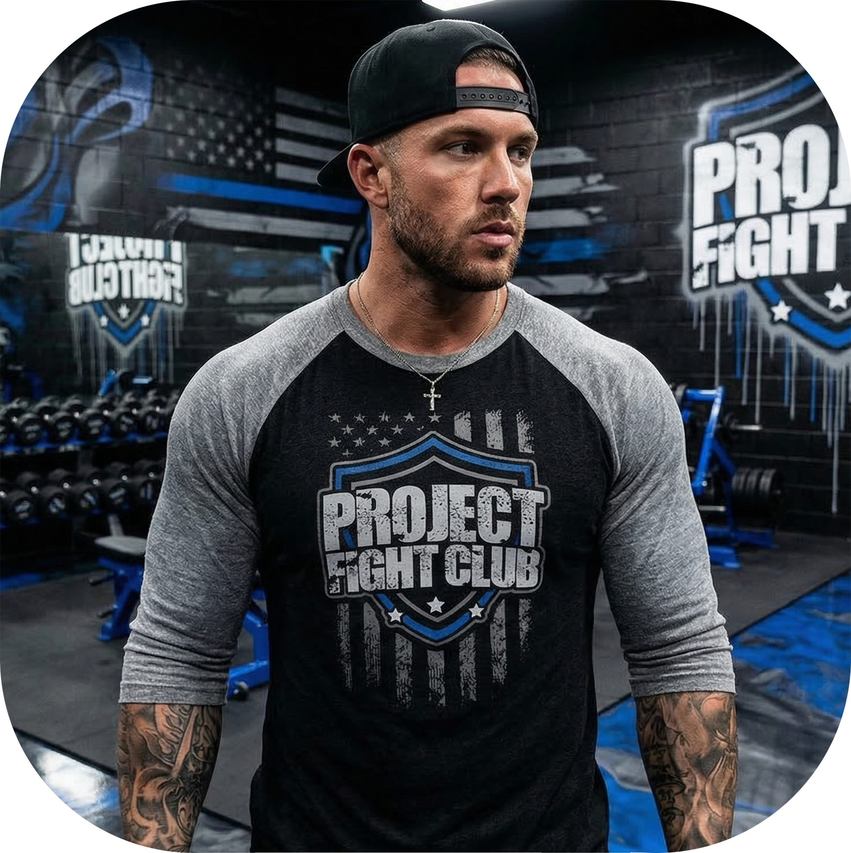 BLACK & GREY BASEBALL TEE - SUPPORT POLICE
