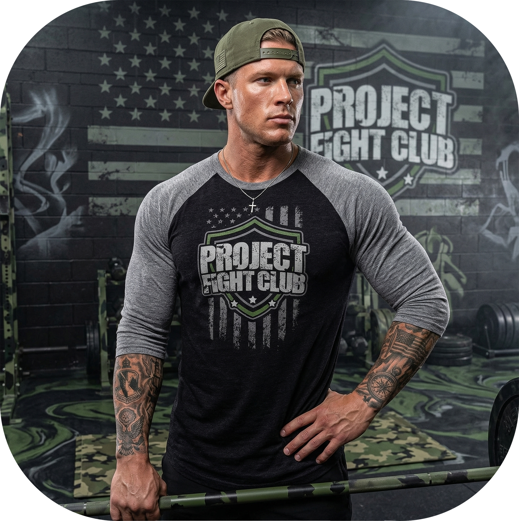 BLACK & GREY BASEBALL TEE - HONOR SOLDIERS & VETERANS