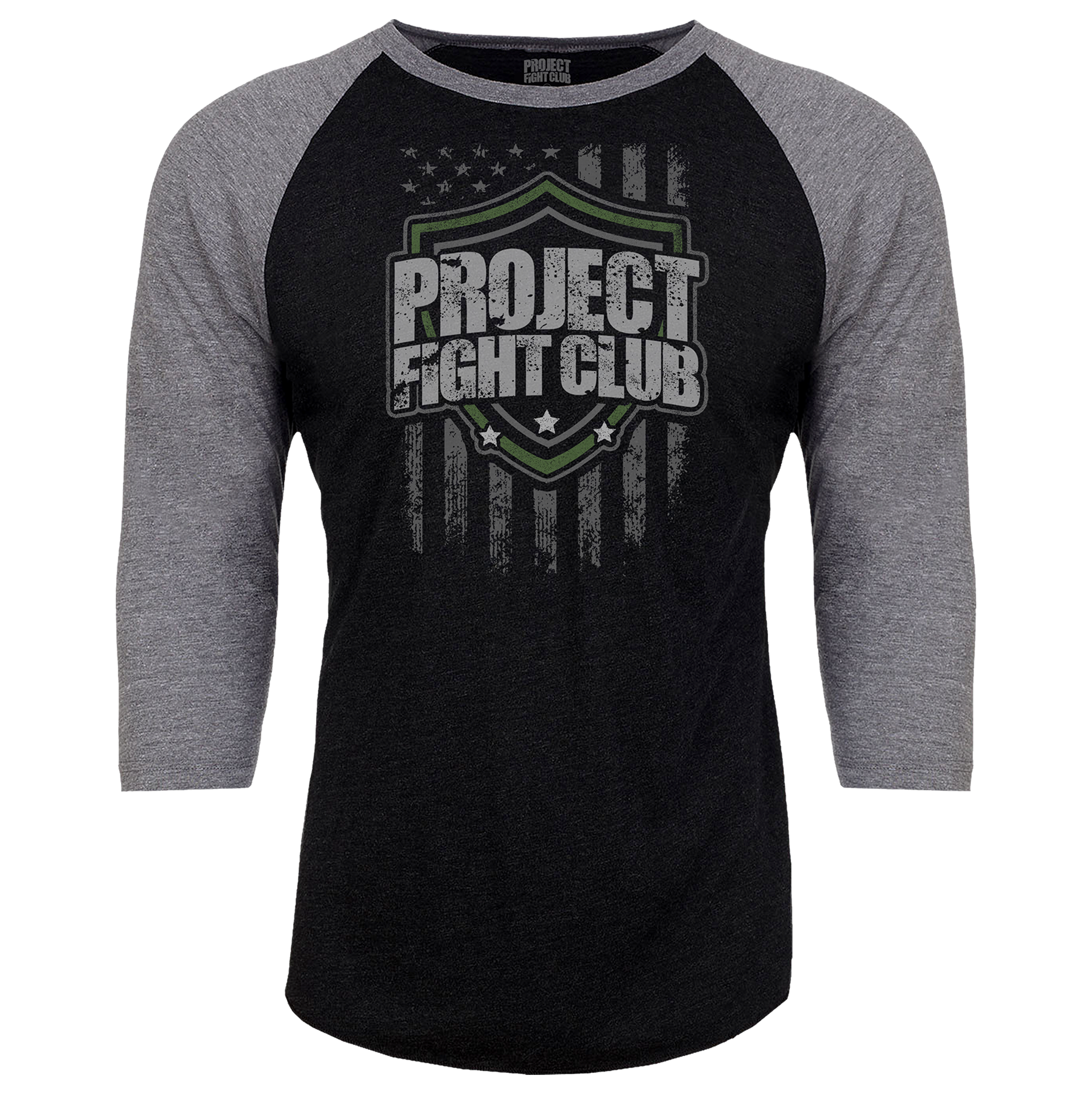 BLACK & GREY BASEBALL TEE - HONOR SOLDIERS & VETERANS