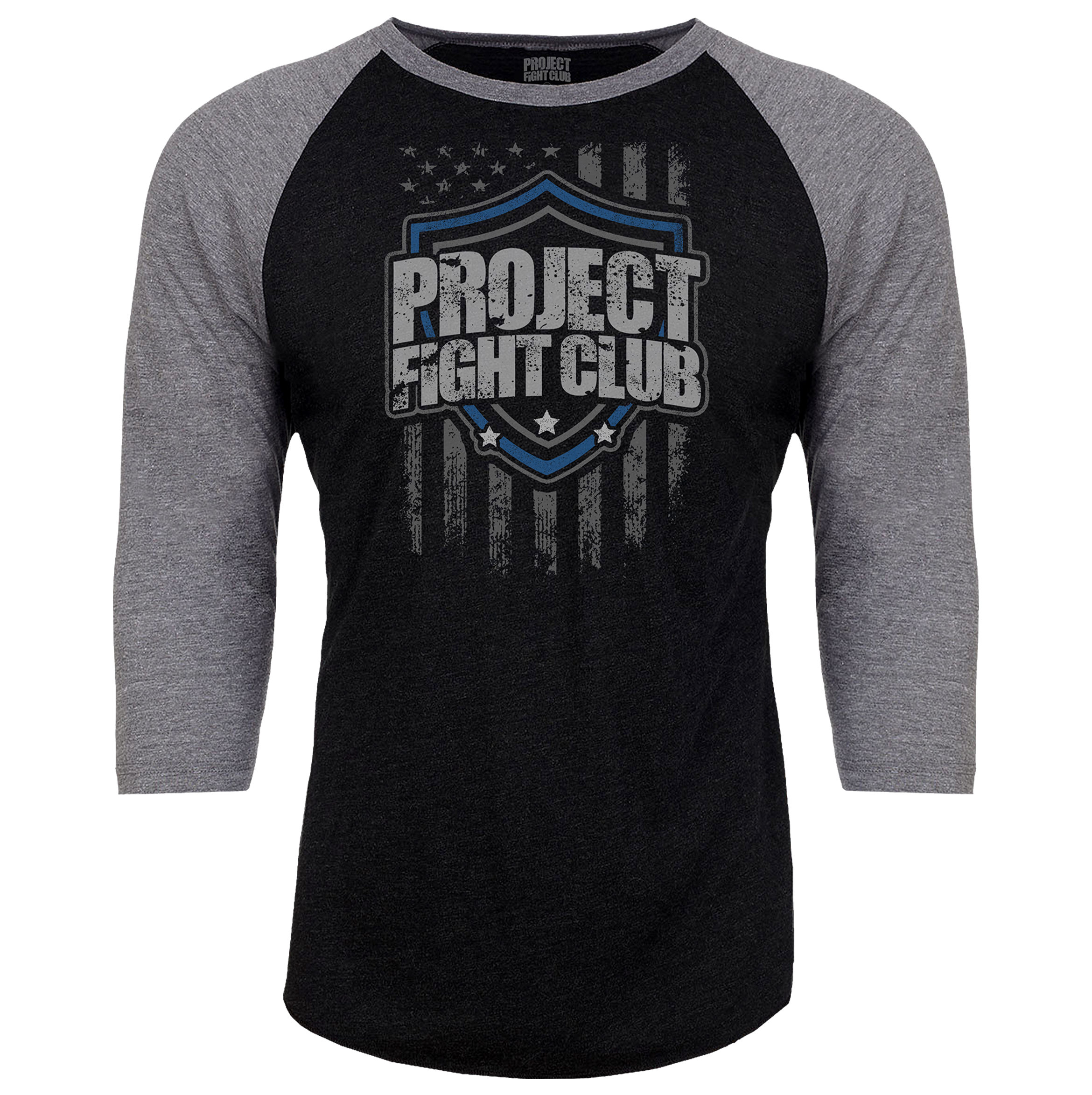 BLACK & GREY BASEBALL TEE - SUPPORT POLICE