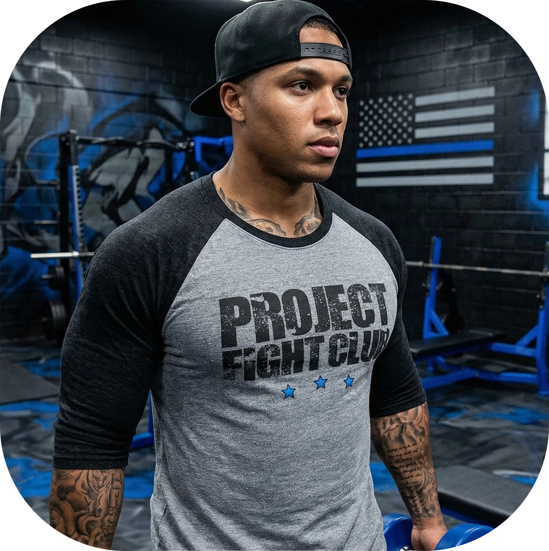 GREY & BLACK BASEBALL TEE #2 - SUPPORT POLICE