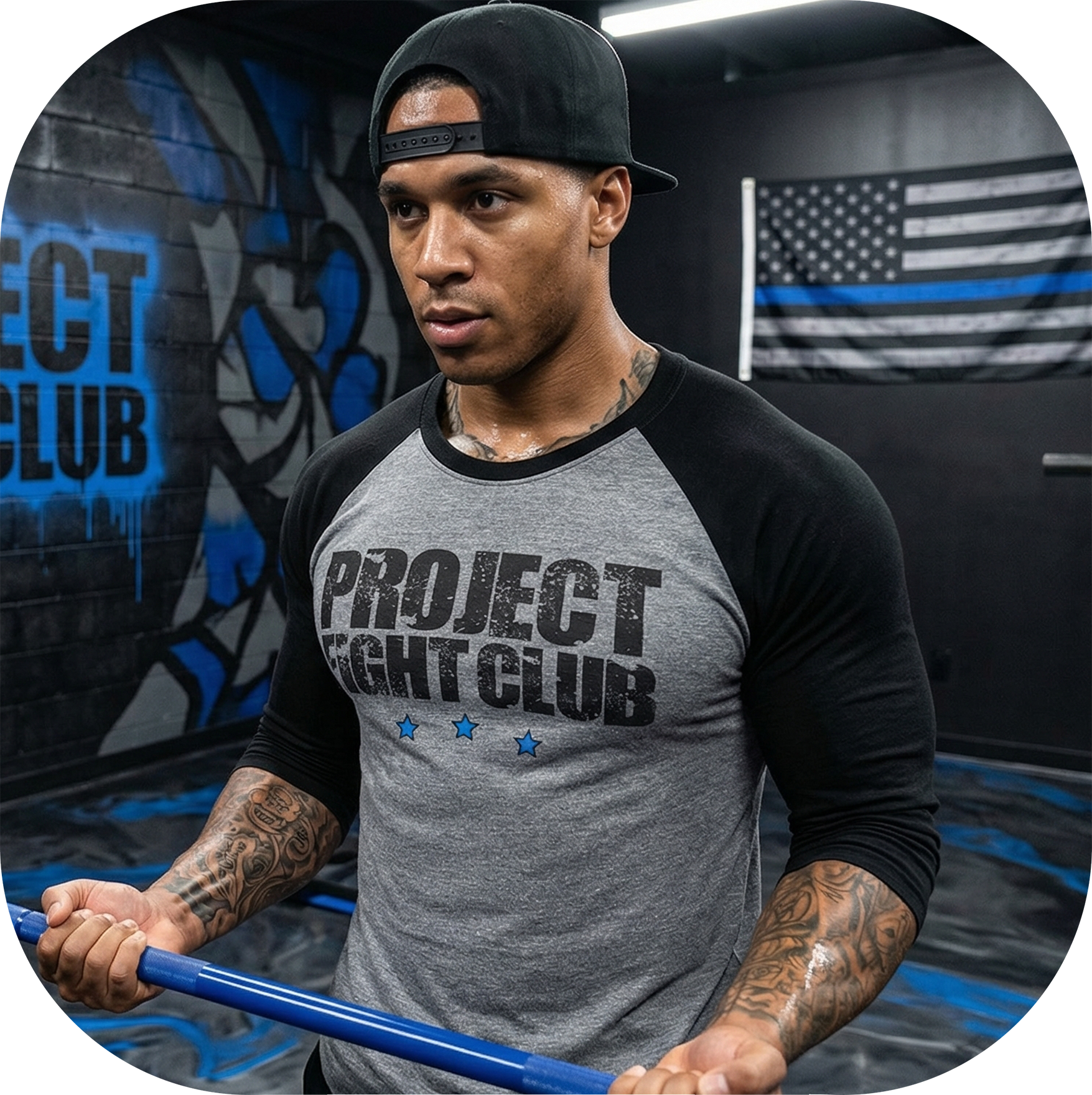 GREY & BLACK BASEBALL TEE #2 - SUPPORT POLICE