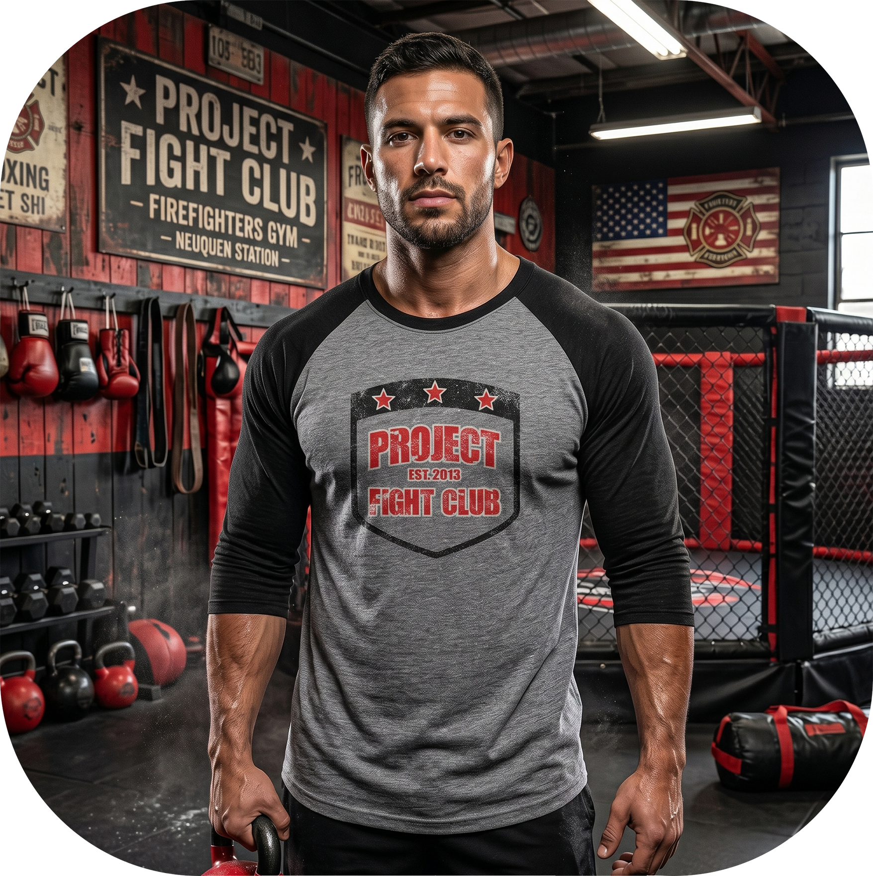 GREY & BLACK BASEBALL TEE - HONOR FIREFIGHTERS & EMTs