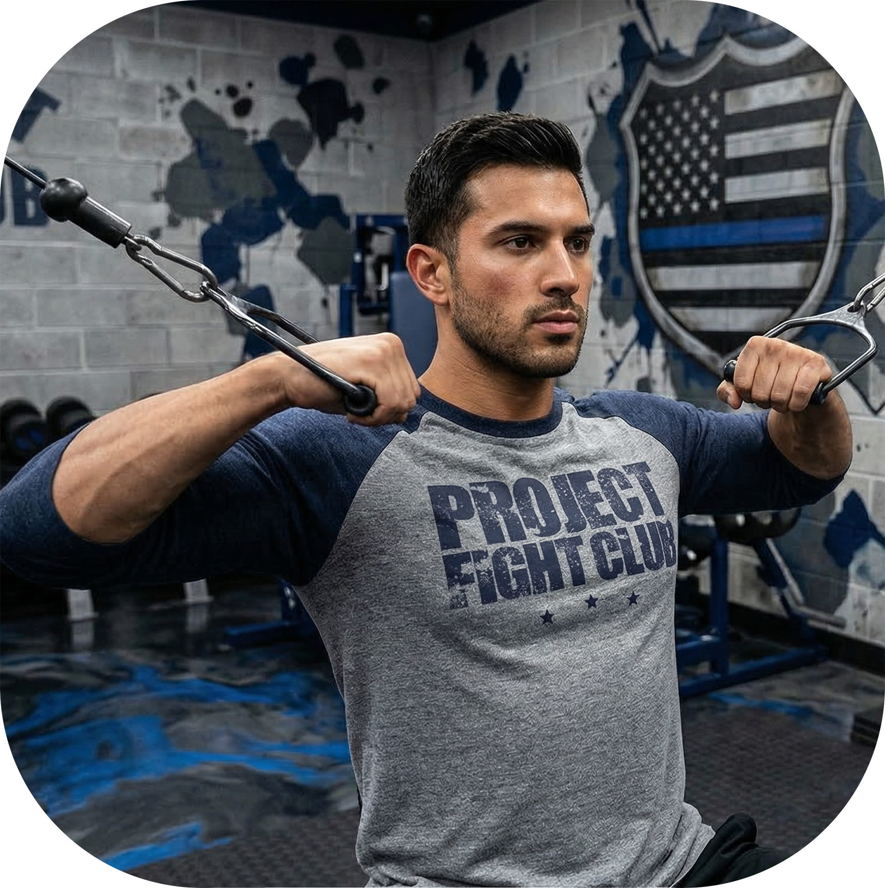 GREY & NAVY BASEBALL TEE - SUPPORT POLICE