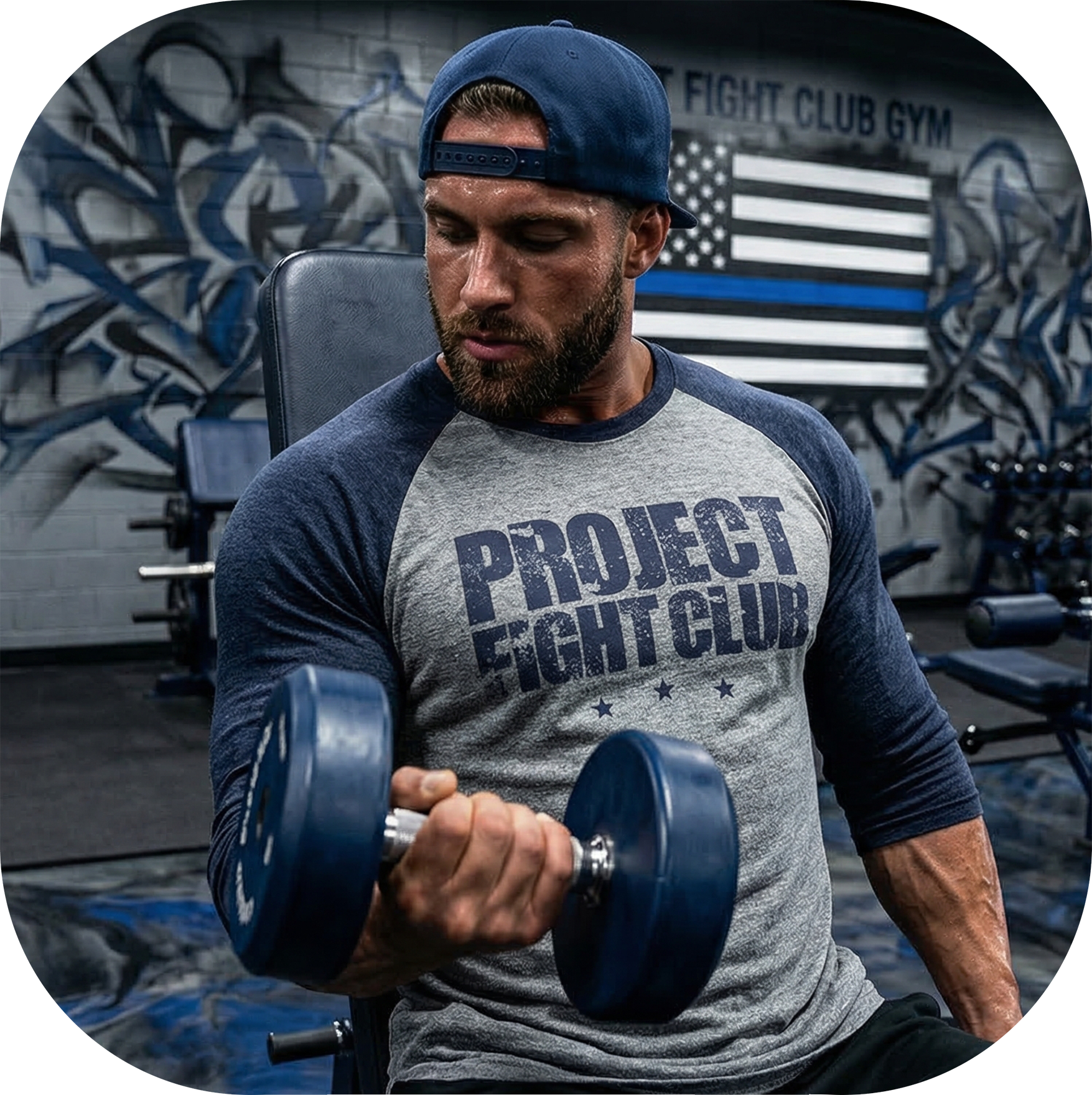 GREY & NAVY BASEBALL TEE - SUPPORT POLICE