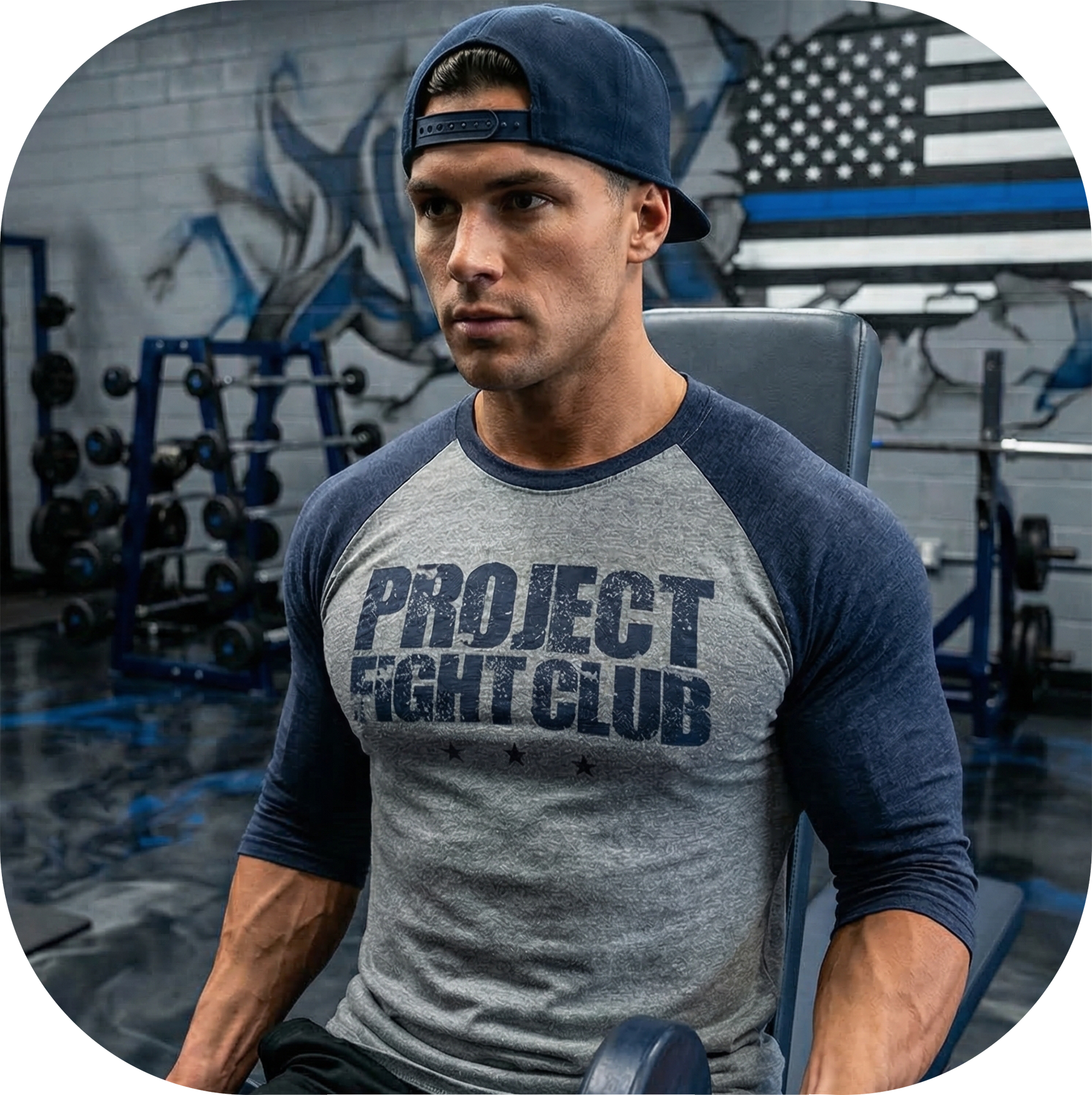 GREY & NAVY BASEBALL TEE - SUPPORT POLICE