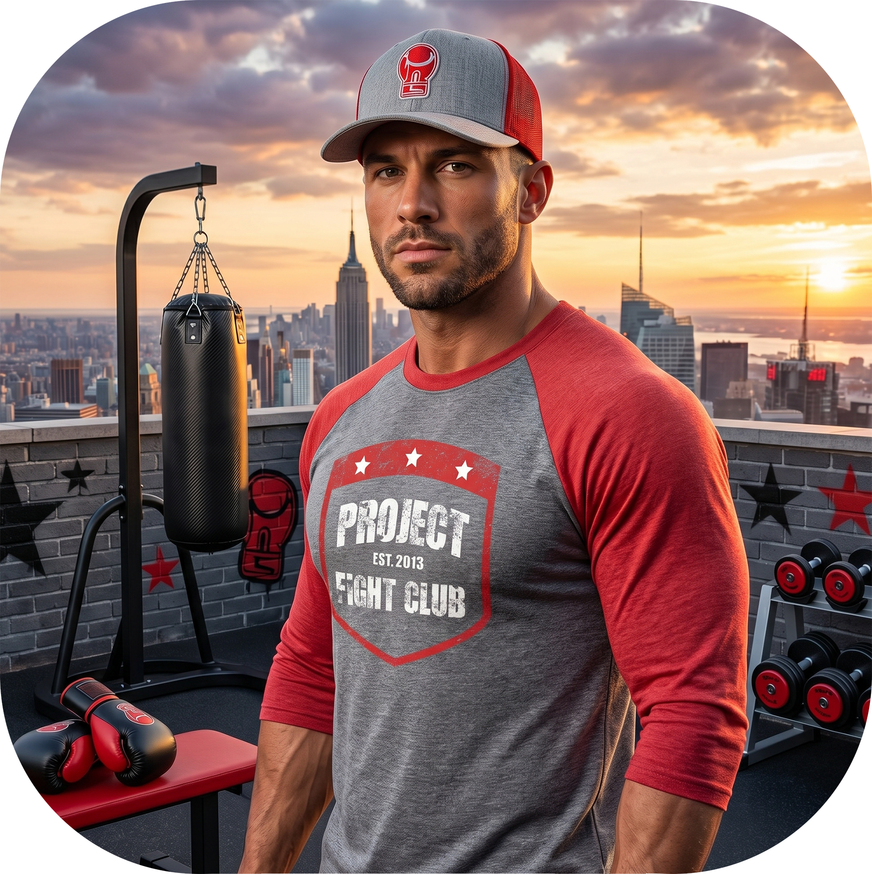 GREY & RED BASEBALL TEE - HONOR FIREFIGHTERS & EMTs