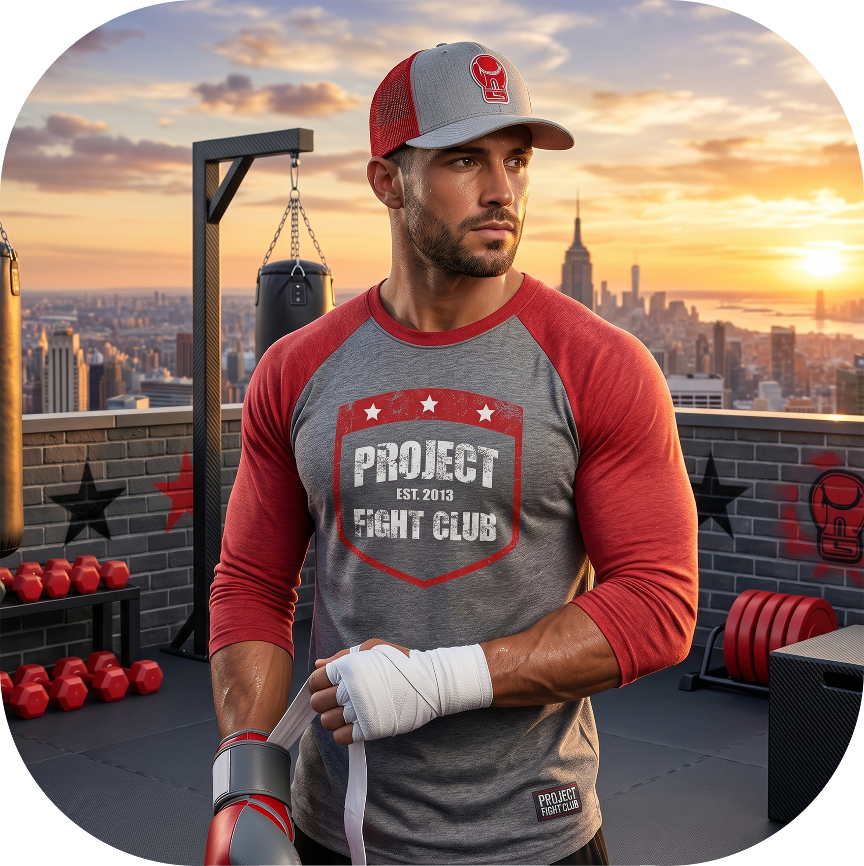 GREY & RED BASEBALL TEE - HONOR FIREFIGHTERS & EMTs