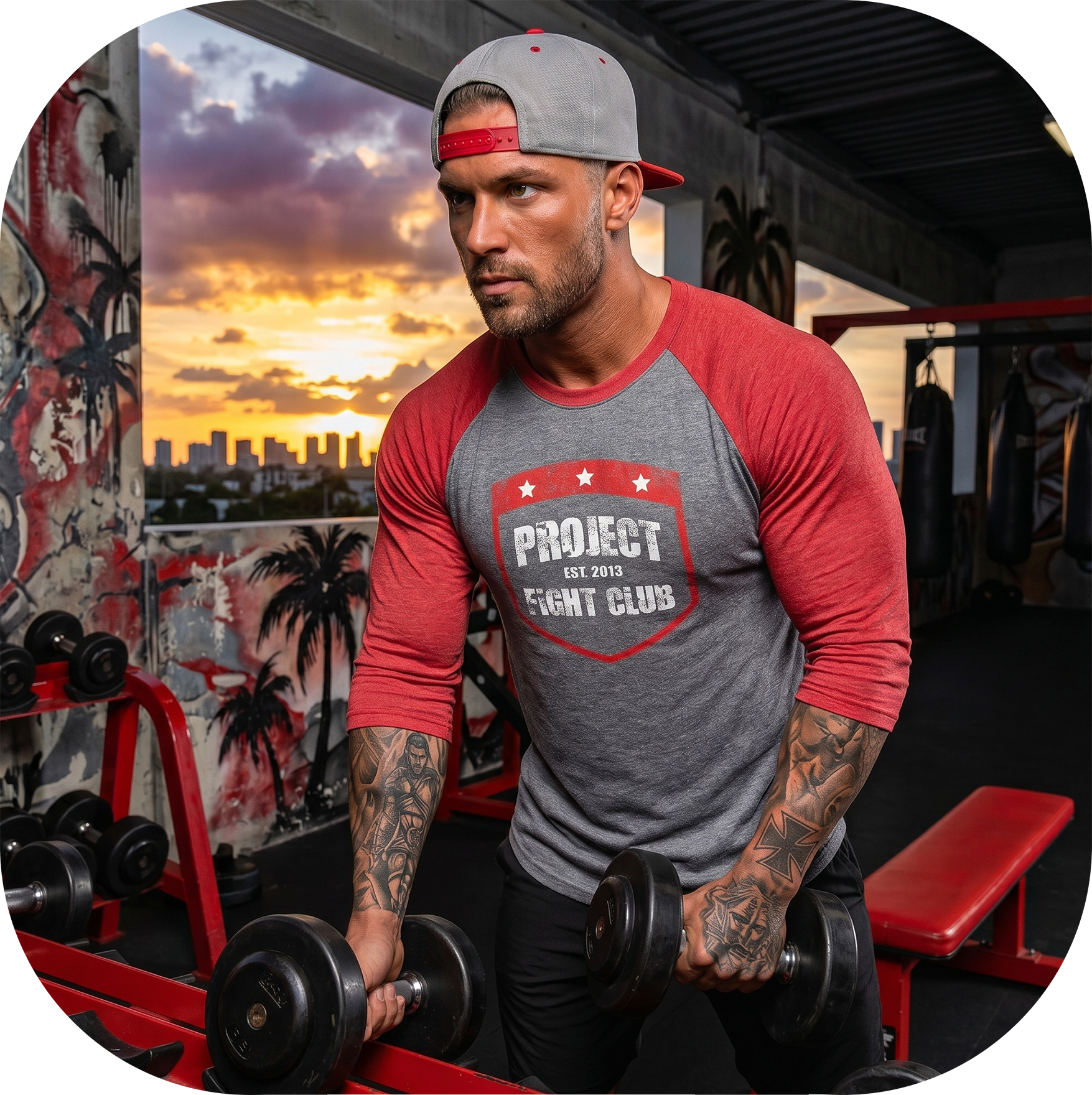 GREY & RED BASEBALL TEE - HONOR FIREFIGHTERS & EMTs