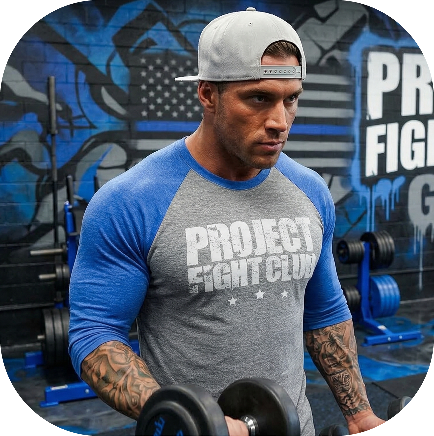 GREY & BLUE BASEBALL TEE #2 - SUPPORT POLICE