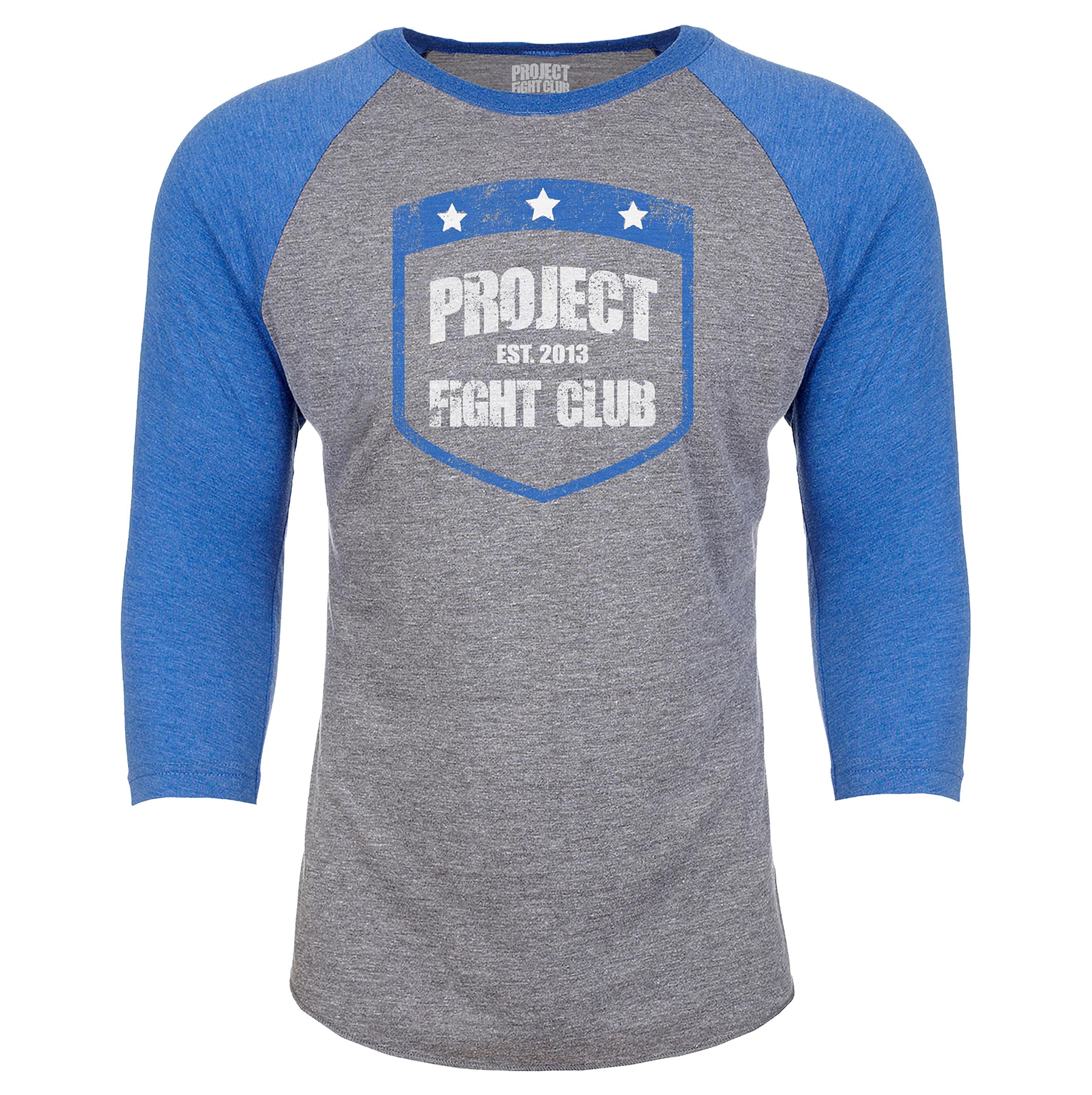 GREY & BLUE BASEBALL TEE - SUPPORT POLICE