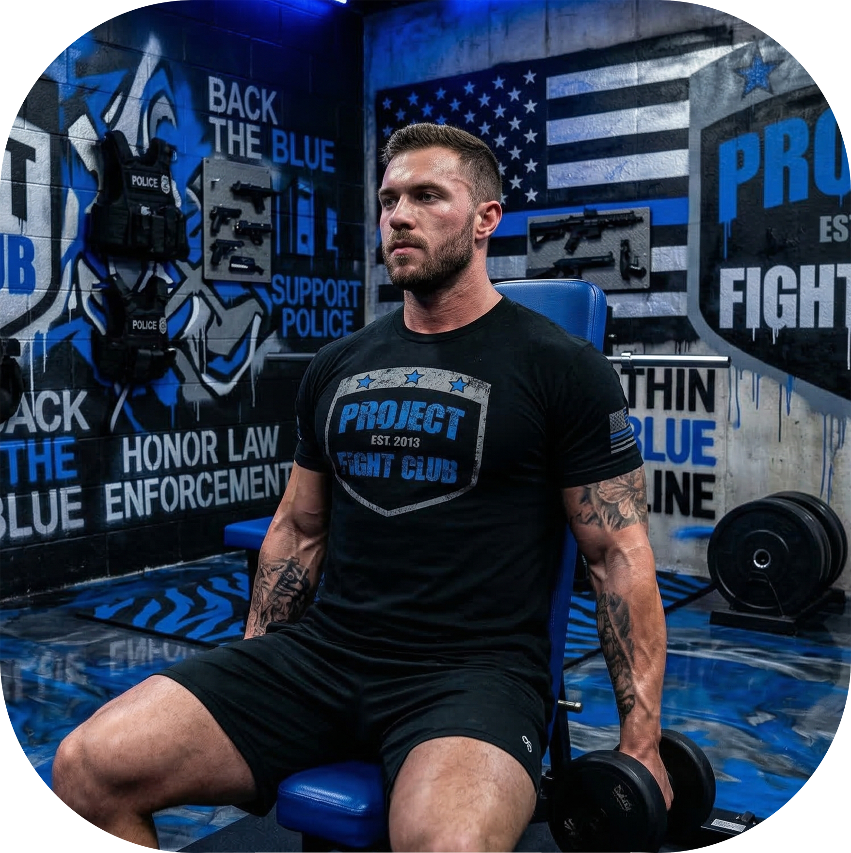 MENS BLACK T-SHIRT #5 - SUPPORT POLICE