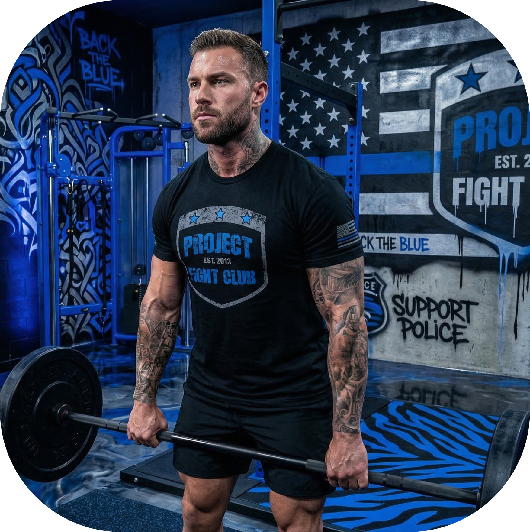 MENS BLACK T-SHIRT #5 - SUPPORT POLICE