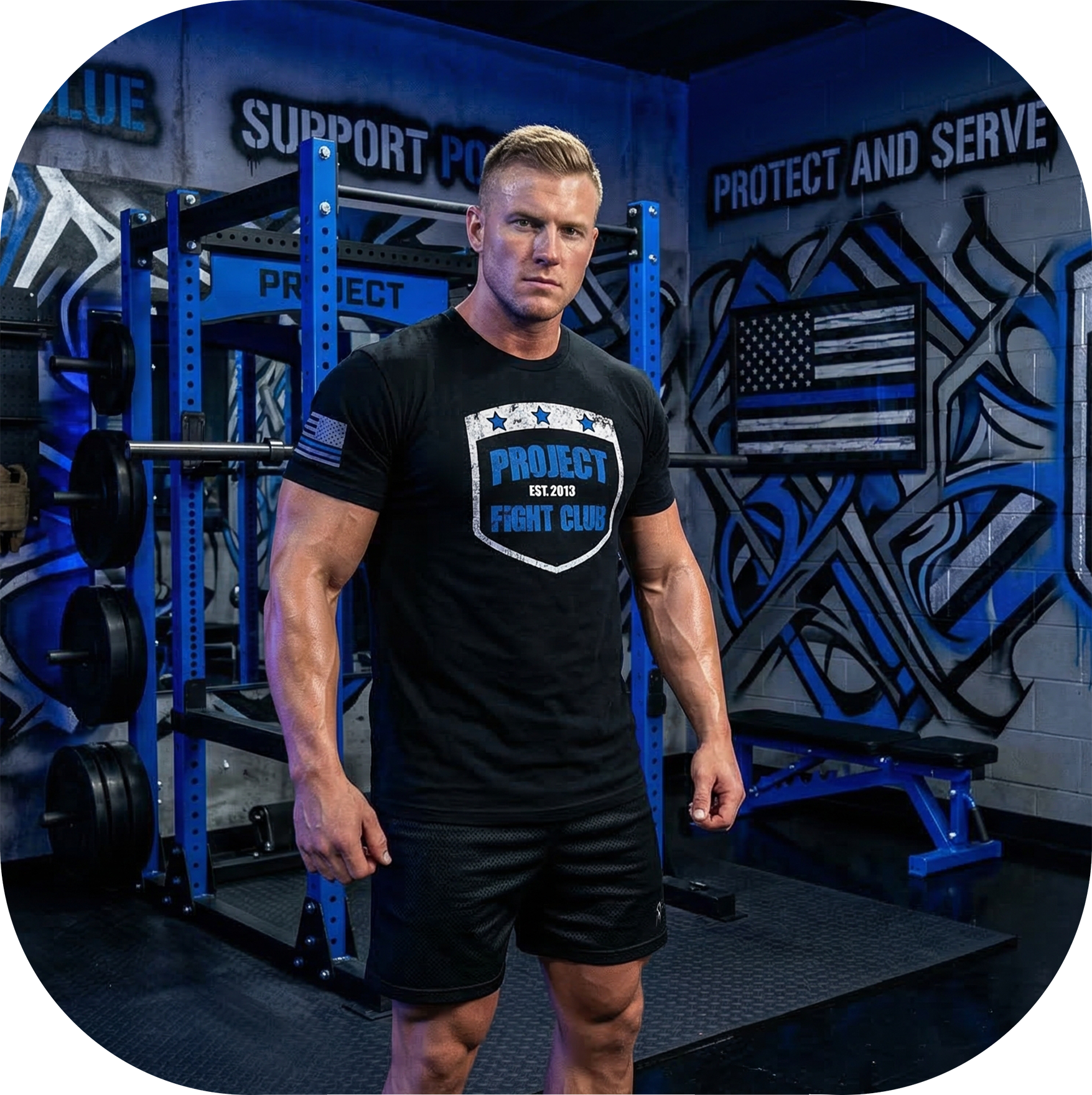 MENS BLACK T-SHIRT #7 - SUPPORT POLICE