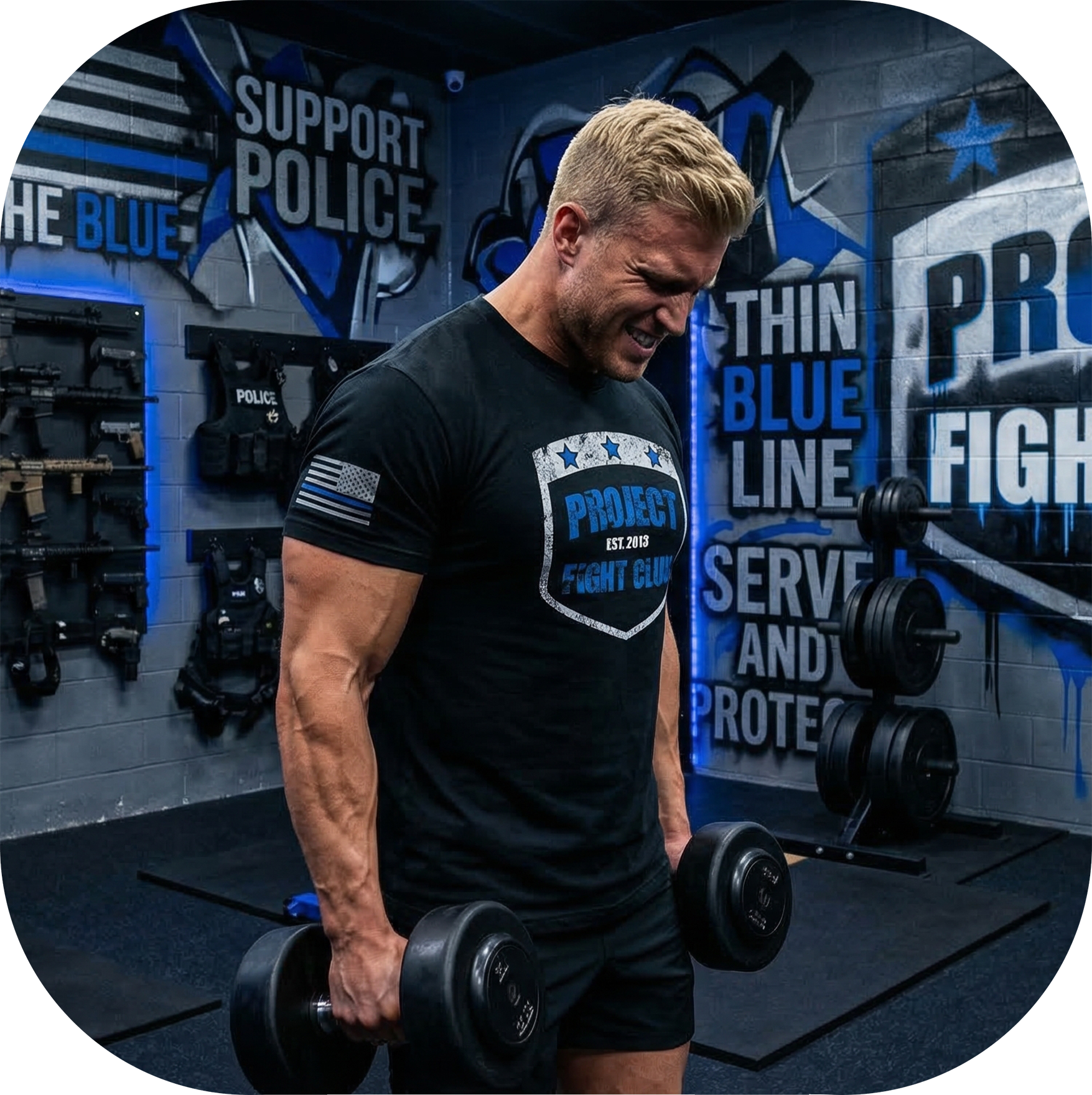 MENS BLACK T-SHIRT #7 - SUPPORT POLICE