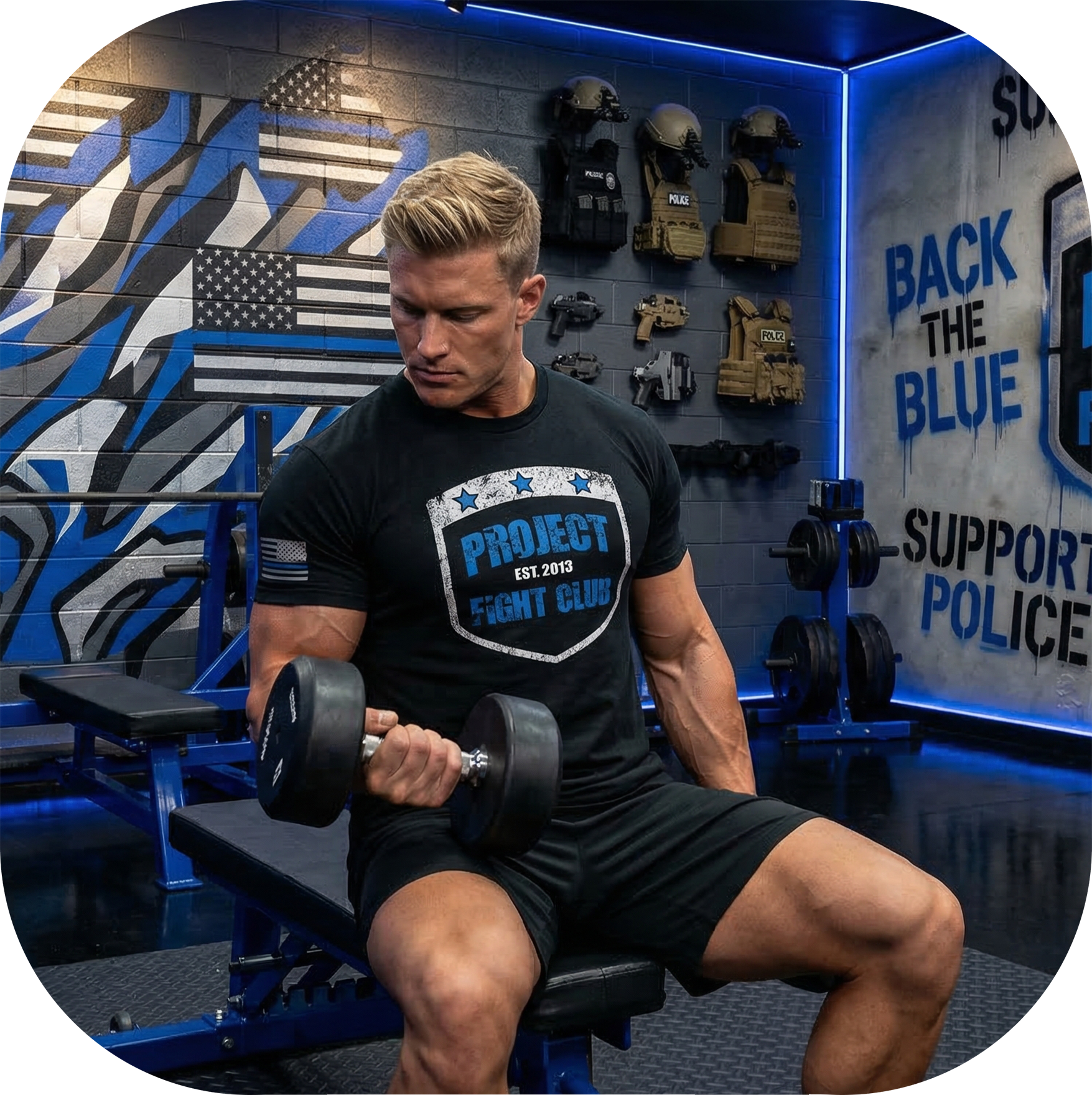 MENS BLACK T-SHIRT #7 - SUPPORT POLICE