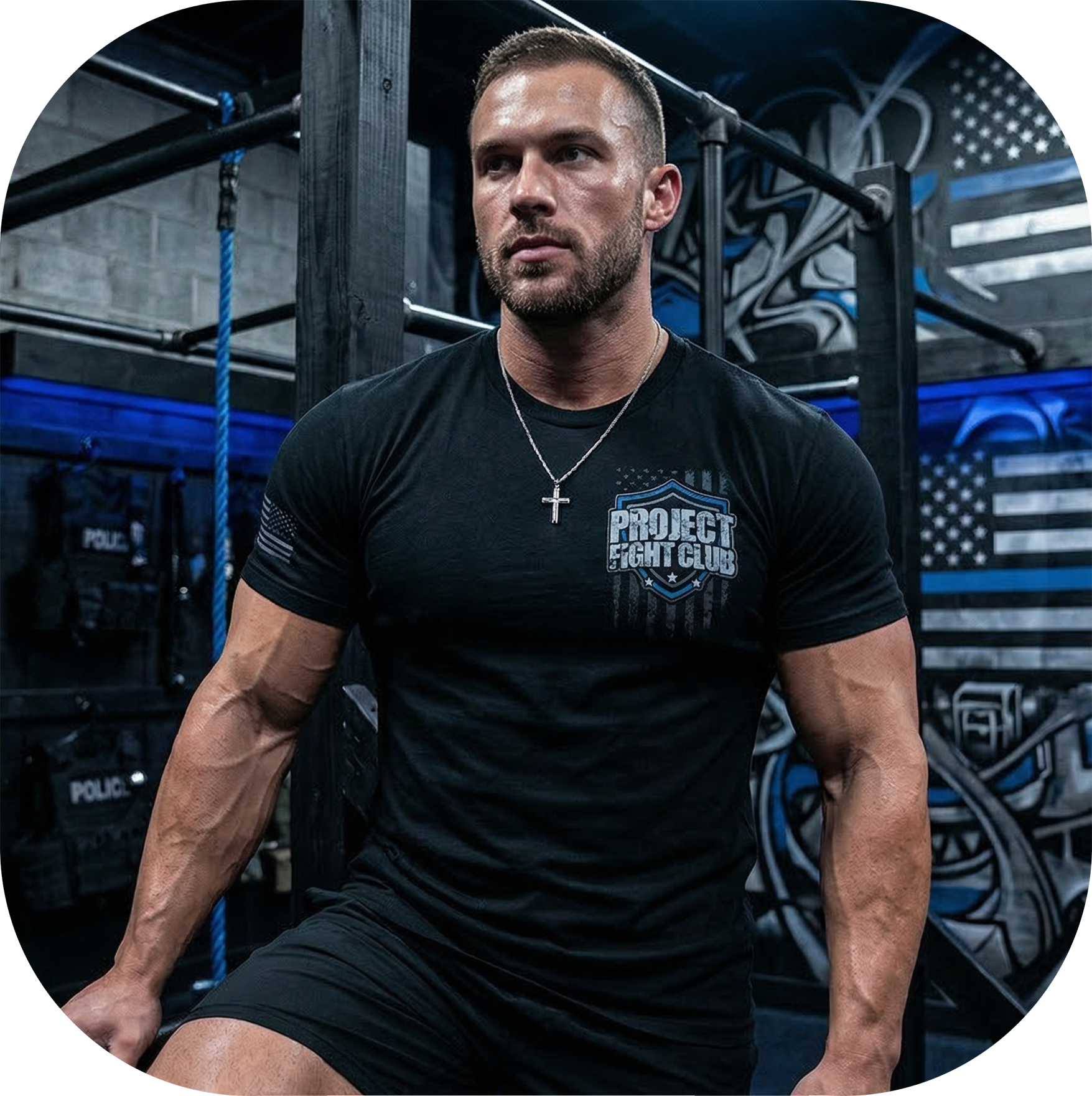 MENS BLACK T-SHIRT #8 - SUPPORT POLICE
