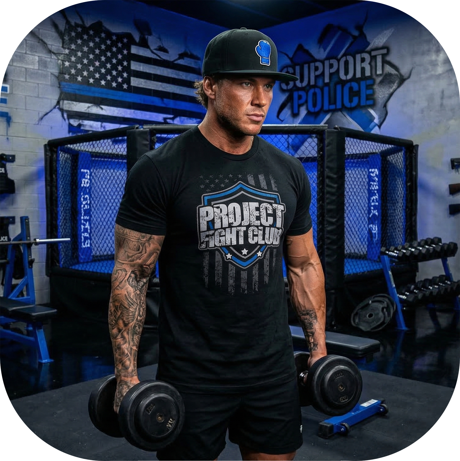 MENS BLACK T-SHIRT #9 - SUPPORT POLICE